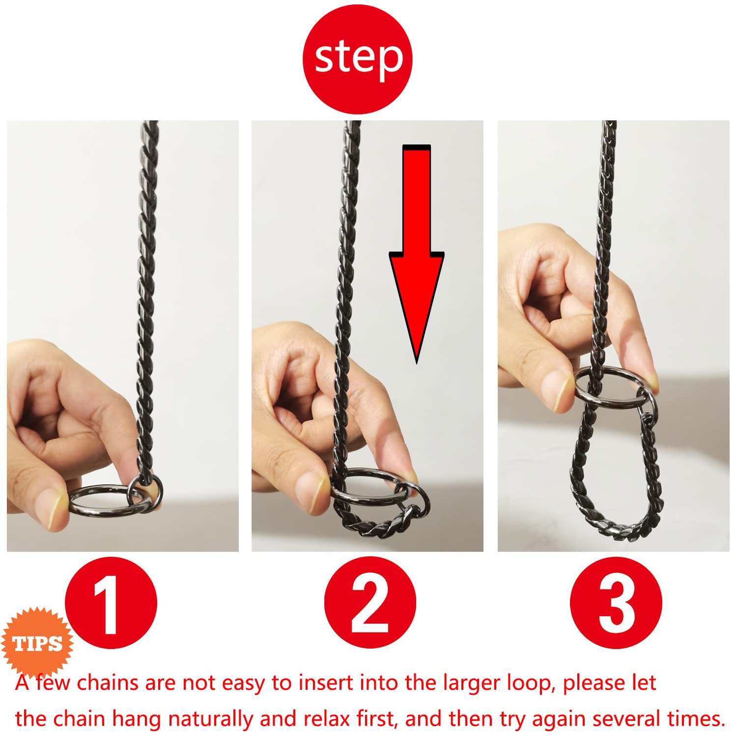 Ximipet Heavy Duty Dog Choke Collar Slip Dog P Chain Snake Collar Plating Anti-Rust Dog Training Collars for Small Large Dogs Bl