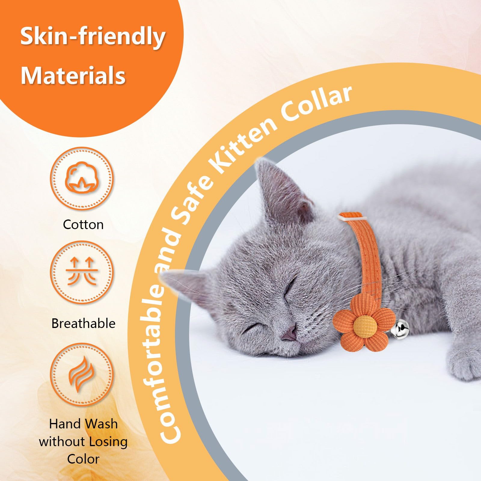 Cat Collar, Hanshilai Kitten Collar With Bells, Cute Cat Collar Breakaway For Girl Boy With Flower,Collar Para Gatos (2 Pack) (O