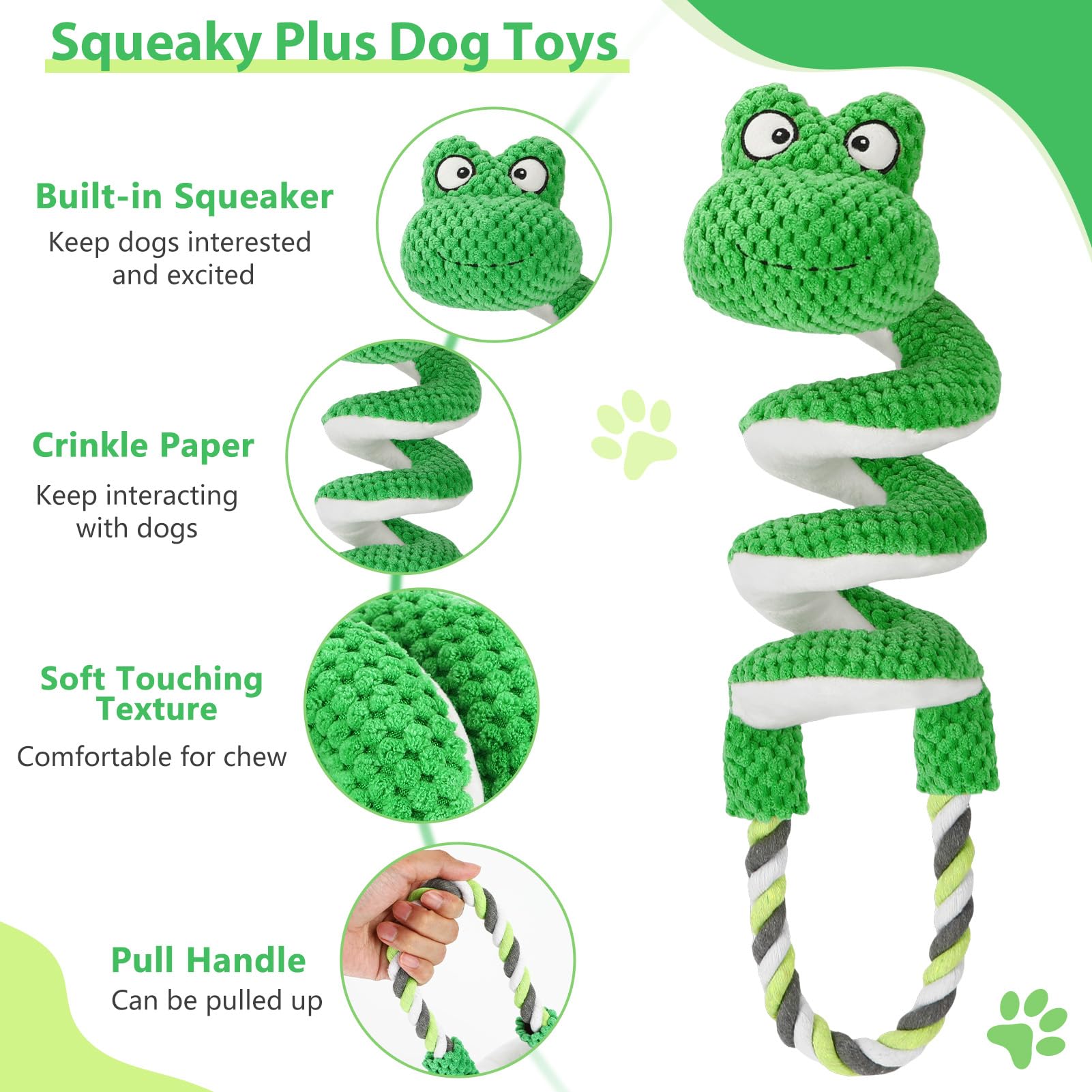 Letsmeet Interactive Squeaky Dog Toys With Pull Rope, Large Dog Tug Of War Toy, Plush Puppy Chew Toys For Dental Health, Great F