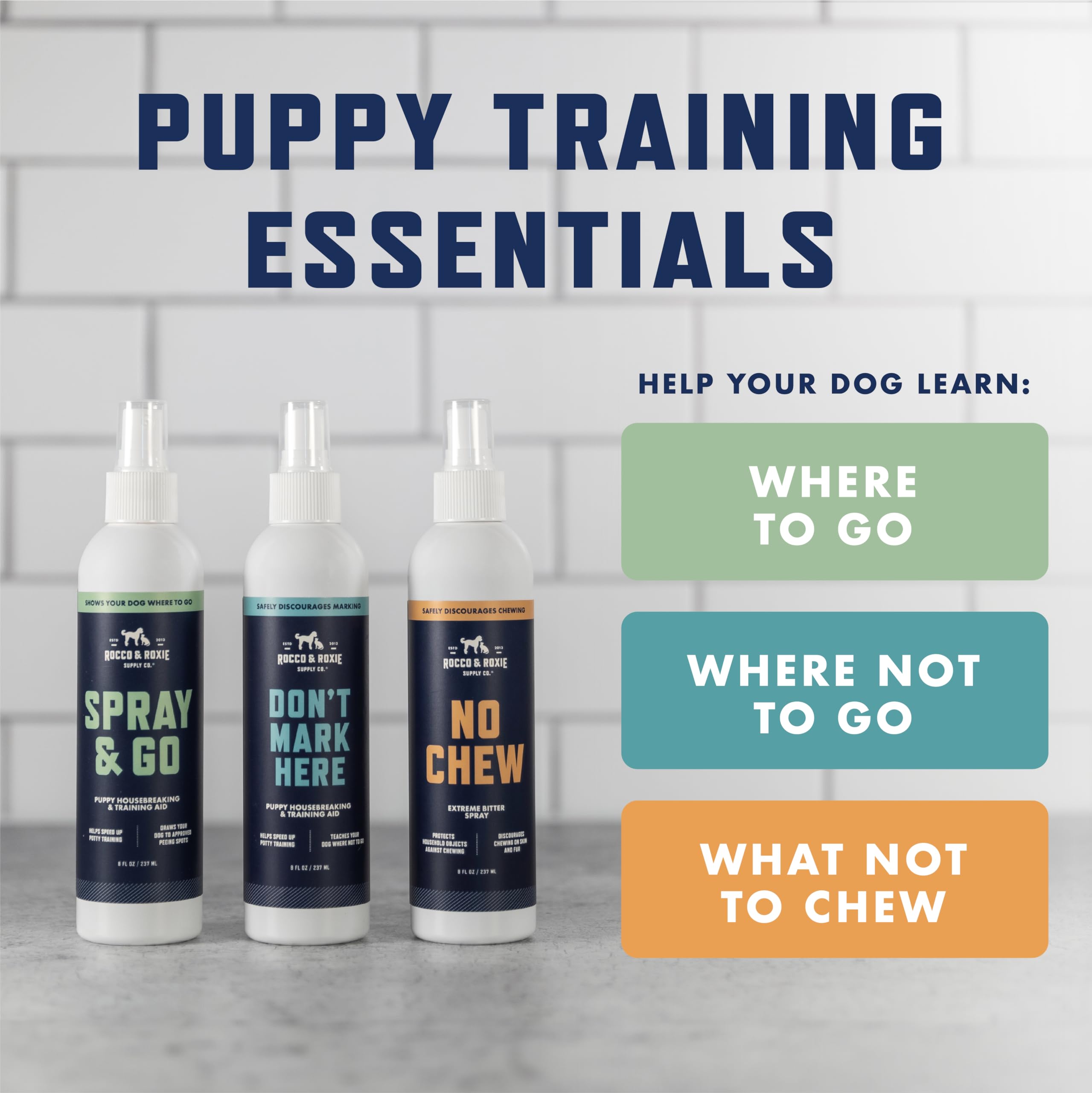 Rocco & Roxie No Chew Spray For Dogs, More Yuck Than Bitter Apple, Dog Training & Behavior Aids To Stop Chewing, Best Alcohol-Free Anti Chew, Puppy Deterrent Formula For Puppies And Cats