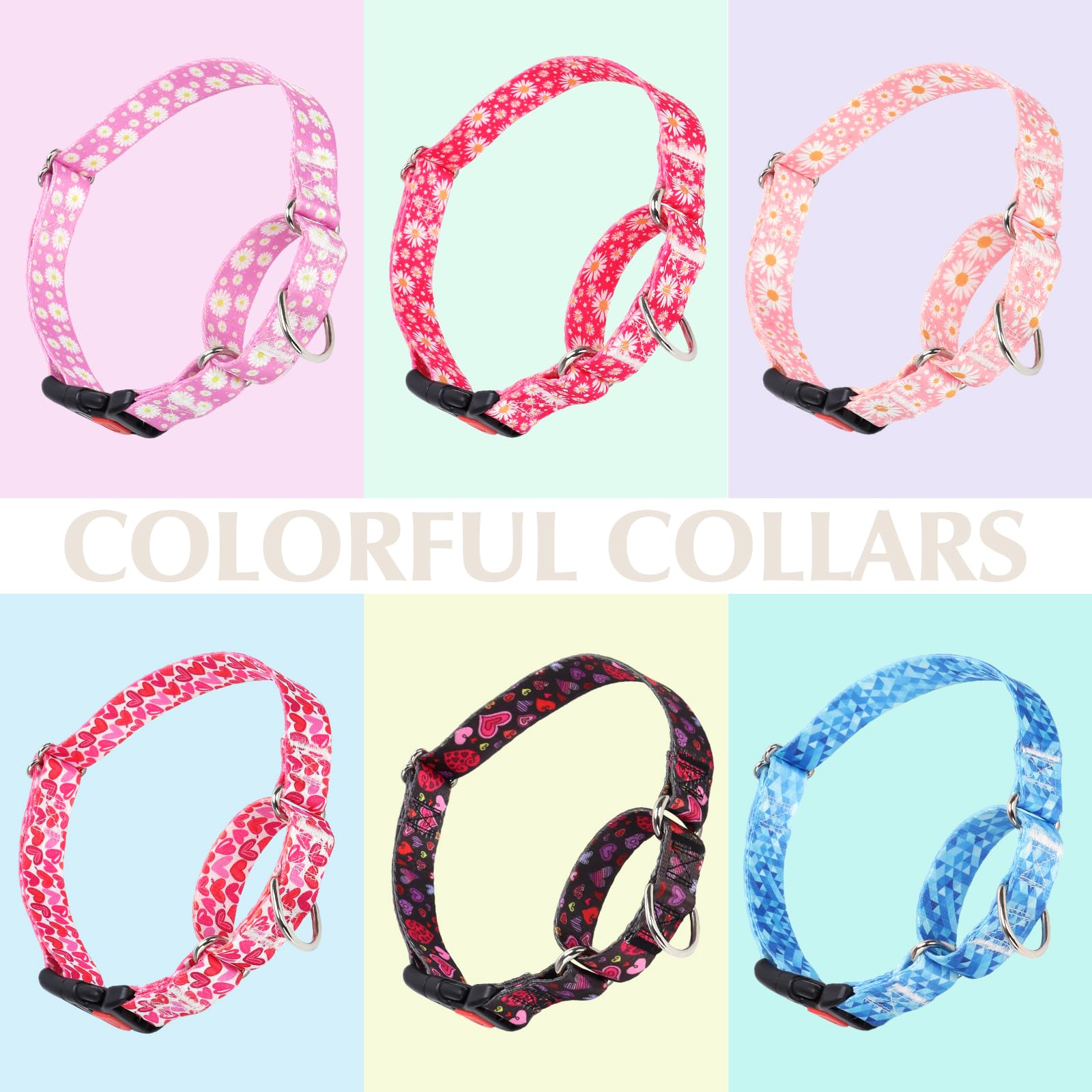 Martingale Collar For Dogs, Rose Daisy Flowers Dog Collar For Small Medium Large Dogs, Adjustable Girl Dog Collars With Quick-Re