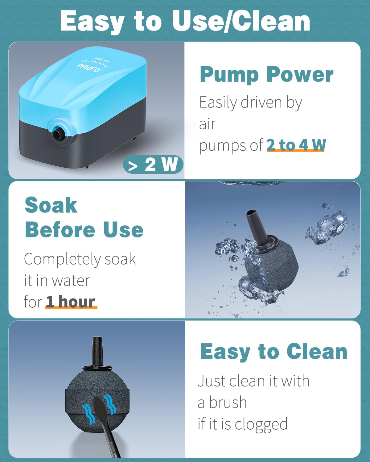 Pawfly Aquarium 1.2 Inch Air Stone Ball Bubble Diffuser Release Tool For Air Pumps Fish Tanks Small Buckets And Koi Ponds, 6 Pack