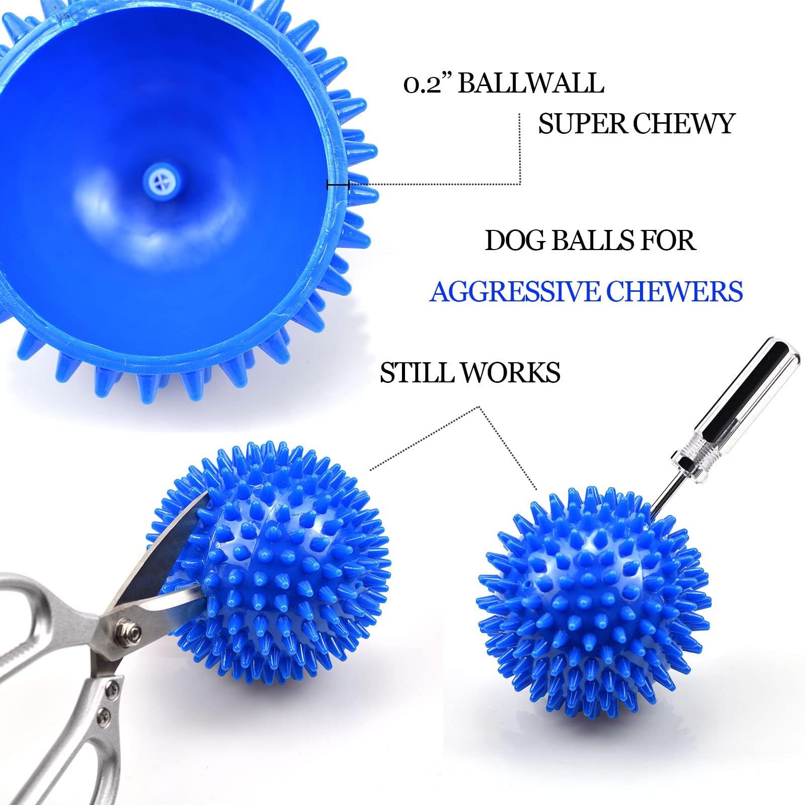 Ousiya Dog Balls 4.5 '' Squeaky Dog Balls for Large Dogs Spikey Dog Ball for Aggressive Chewers Heavy Duty Teething Medium Durab