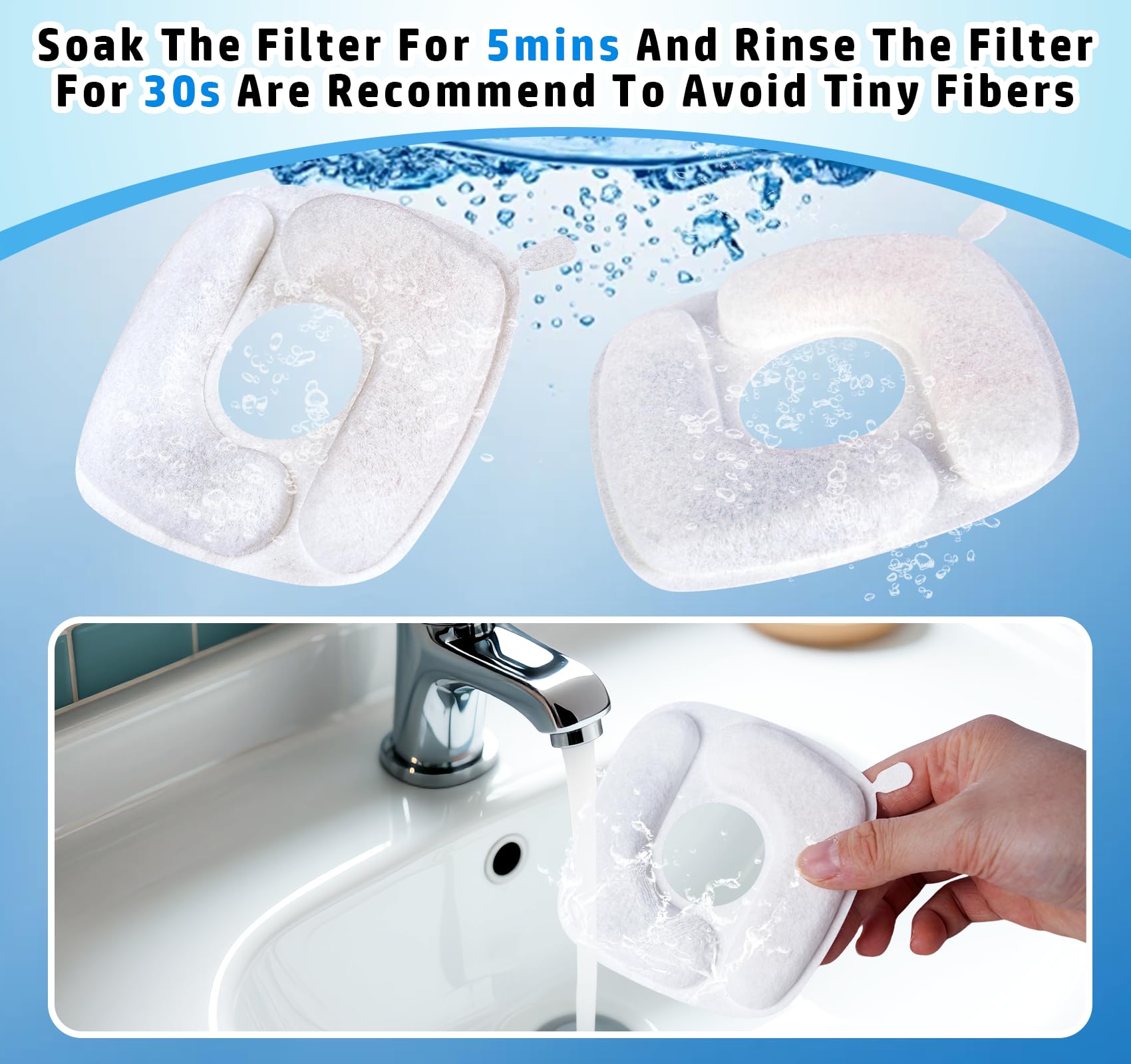 Lemonfiltermonfilter Cat Water Fountain Filters, 8 Pack Replacement Filters & 8 Pre-Filter Sponges Compatible With 67Oz, 95Oz (2