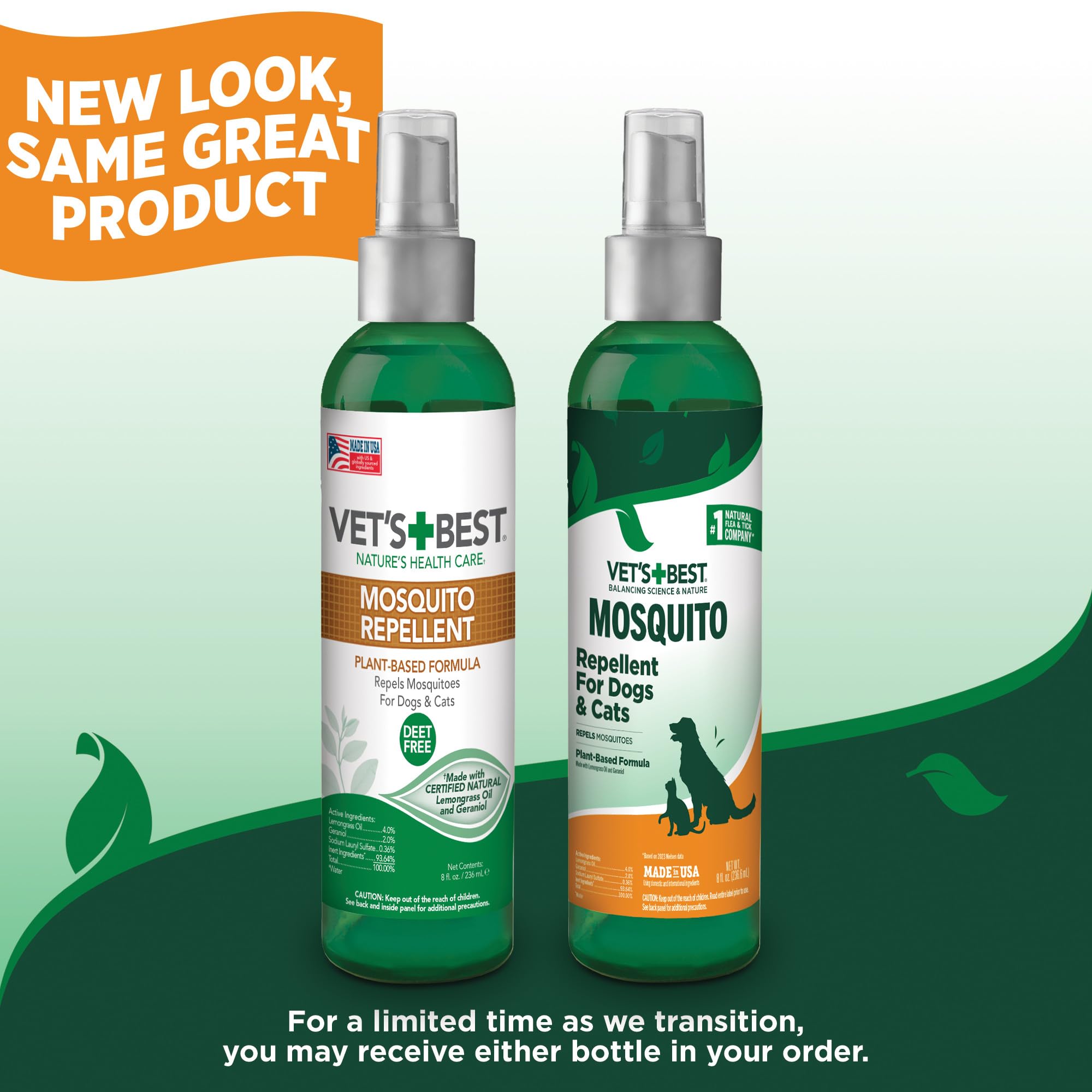 Vet's Best Mosquito Repellent Spray for Dogs & Cats - Natural, DEET-Free, 8 oz - Multi Natural