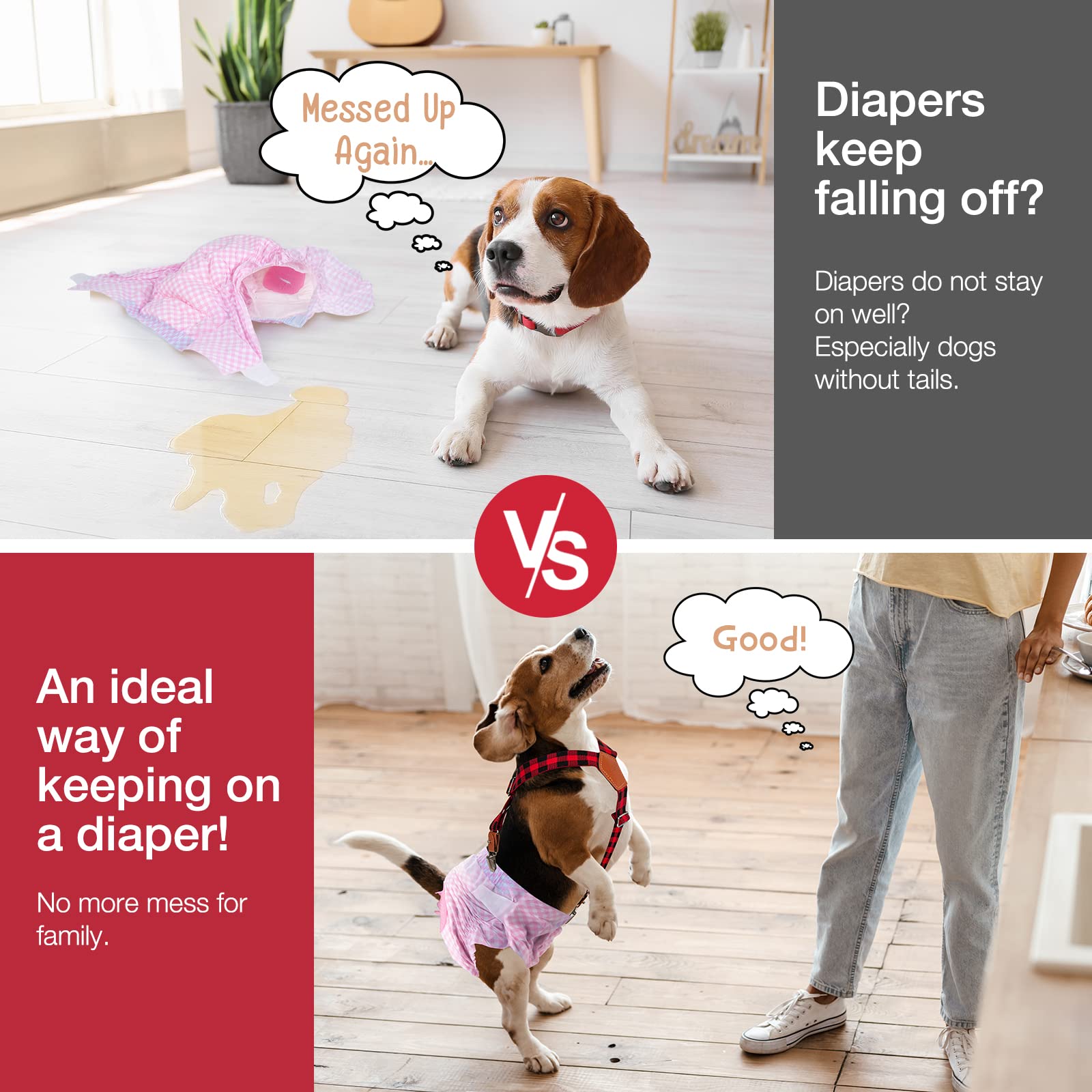 Pet Soft Dog Suspenders 2 Pieces Female Dog Diaper Suspenders For Dogs Diaper Keeper Suspender For Dog Skirt, Dog Dress (Plaid, M/L)