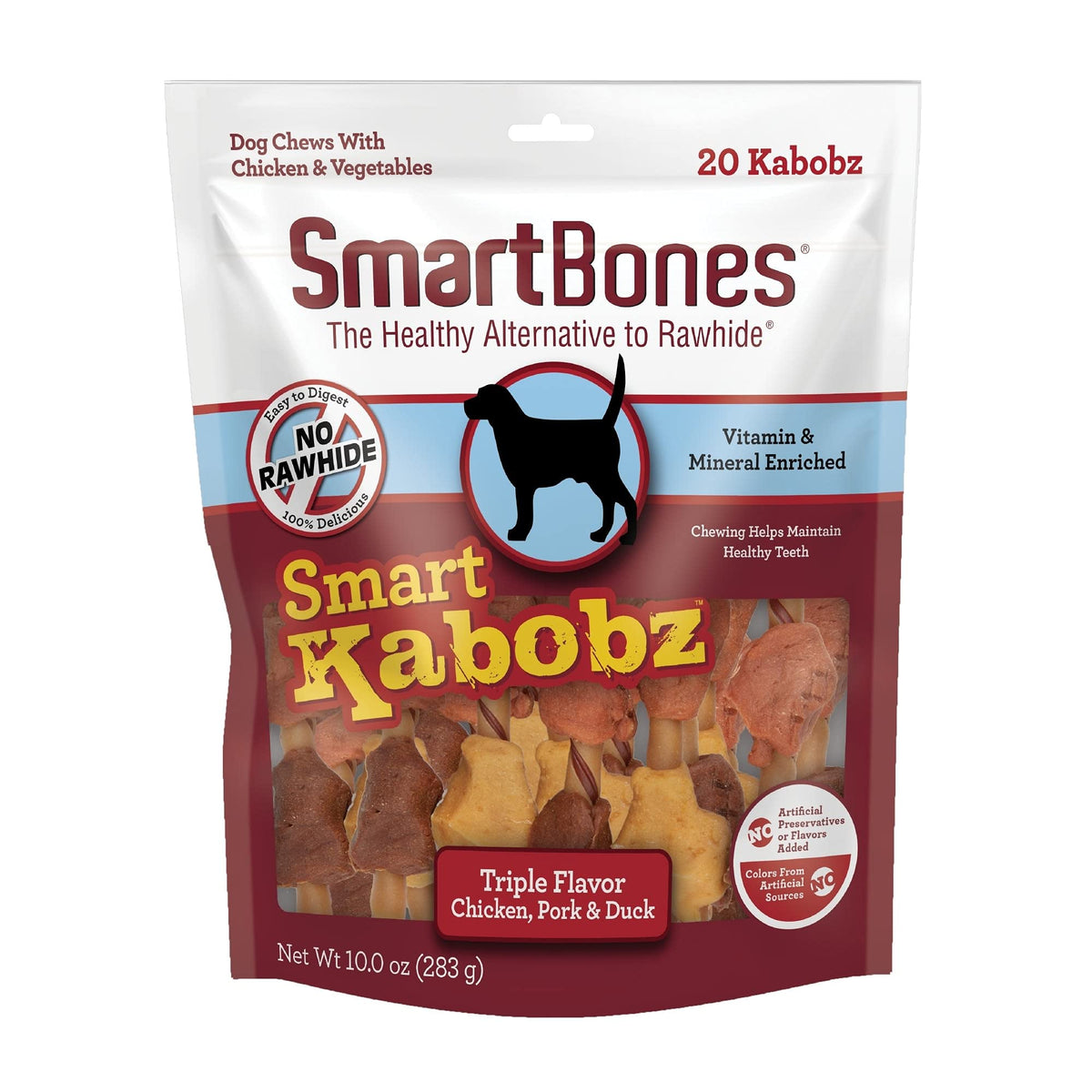 Smartbones Smart Kabobz, Rawhide-Free Chews For Dogs, Made With Real Chicken, Pork And Duck, 20 Count