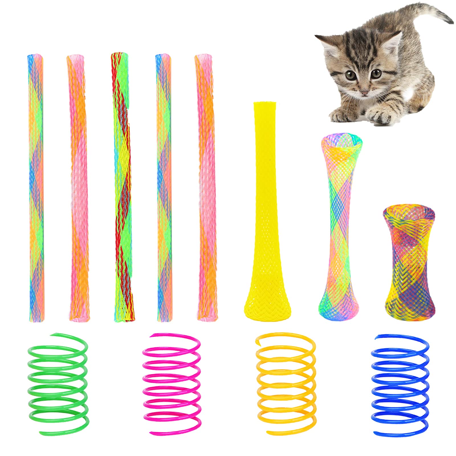 55 Pieces Cat Spring Toys Set, Colorful Cat Spring Toy And Cat Tube Toy Interactive Cat Toy For Indoor Cats, Playful Flexible Ca