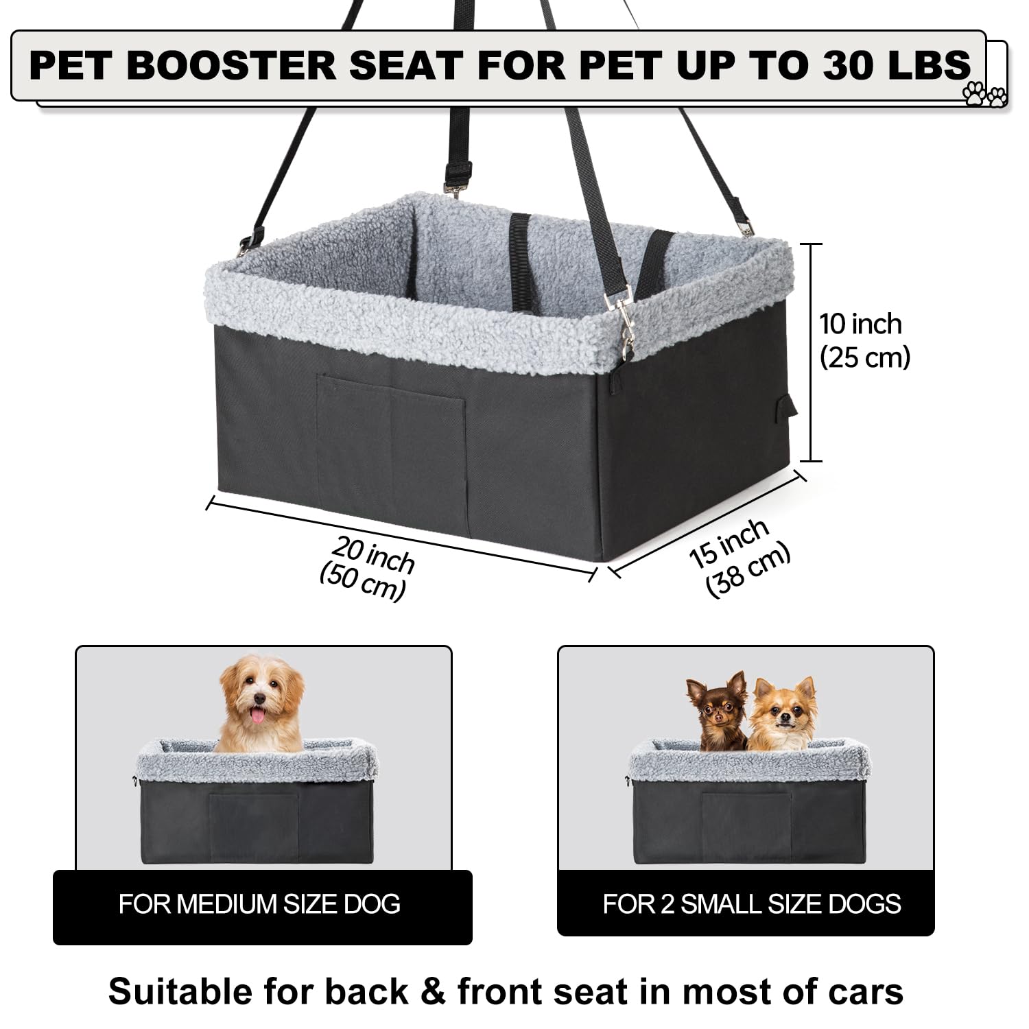 Marslabo Dog Car Seats For Small Dogs, Upgrade Dog Booster Seat With Metal Frame Construction With Double-Layer Oxford, Perfect For Small Pets Up To 20Lbs