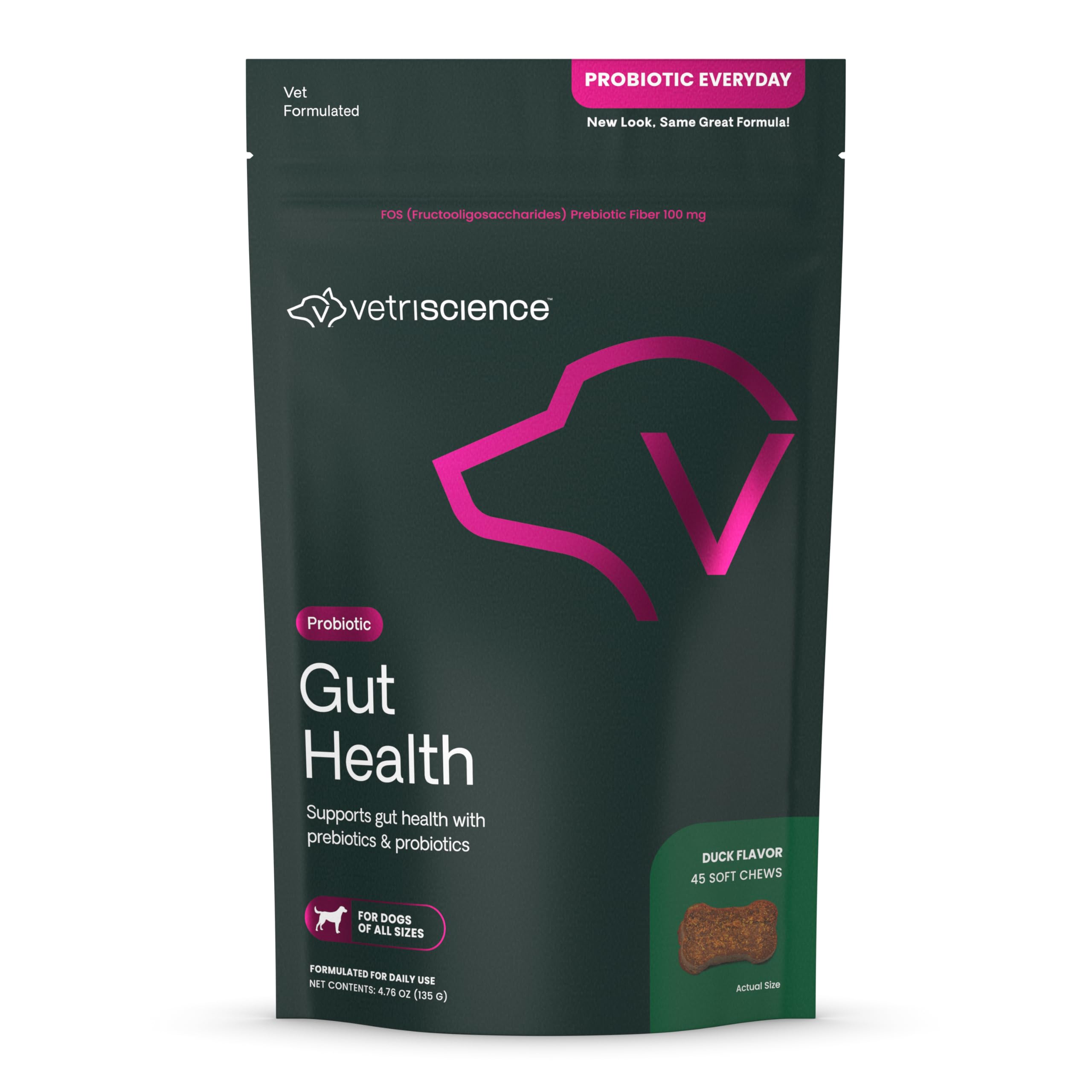 VetriScience Gut Health Chews, Probiotic Everyday Digestive Supplement for Dogs, Pet Probiotics for Digestion Support, Gas and D
