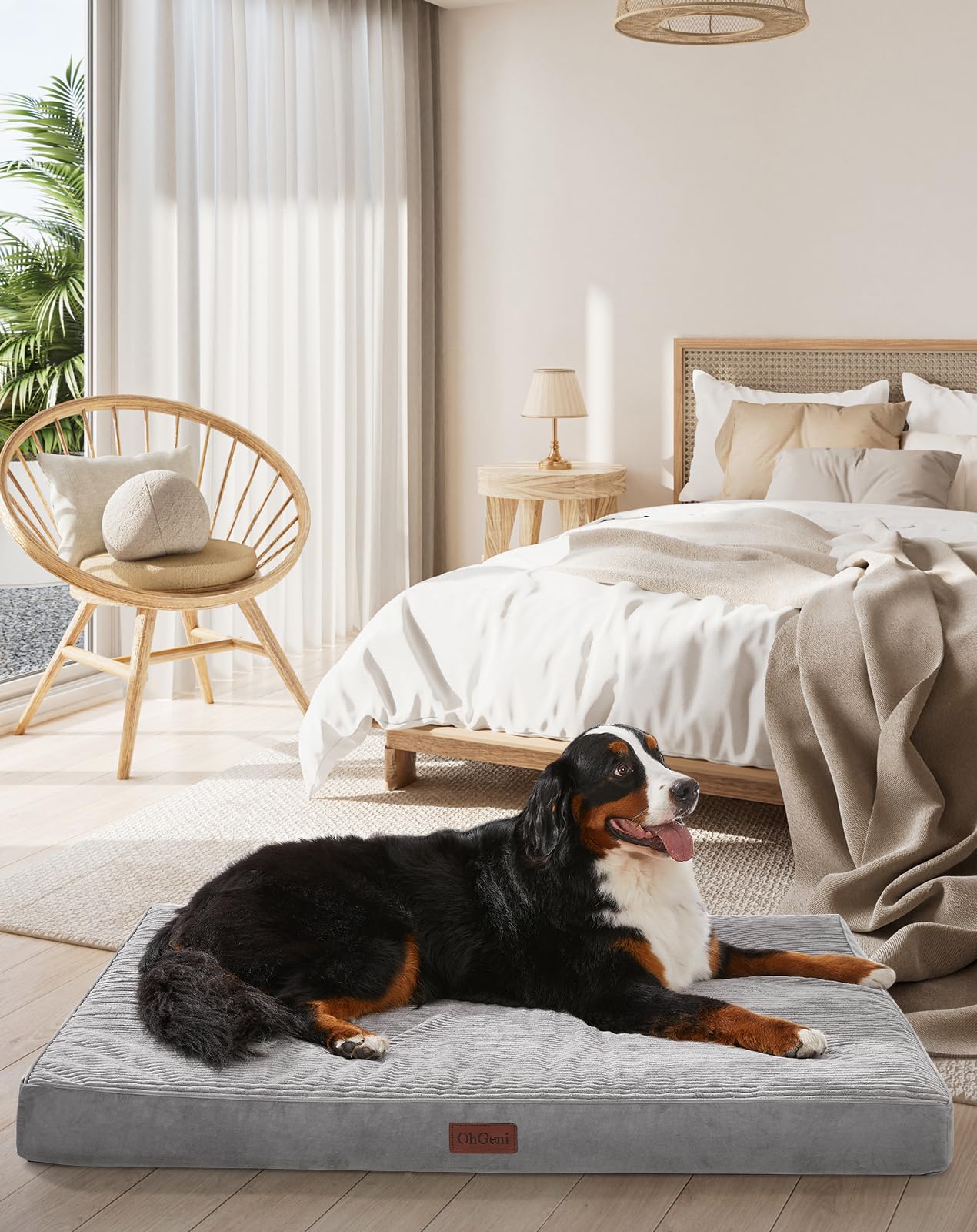 Ohgeni Orthopedic Waterproof & Machine Washable Dog Bed For Extra Large Pets, Wider & Larger Size, 25D Egg Crate Foam, Non-Slip 