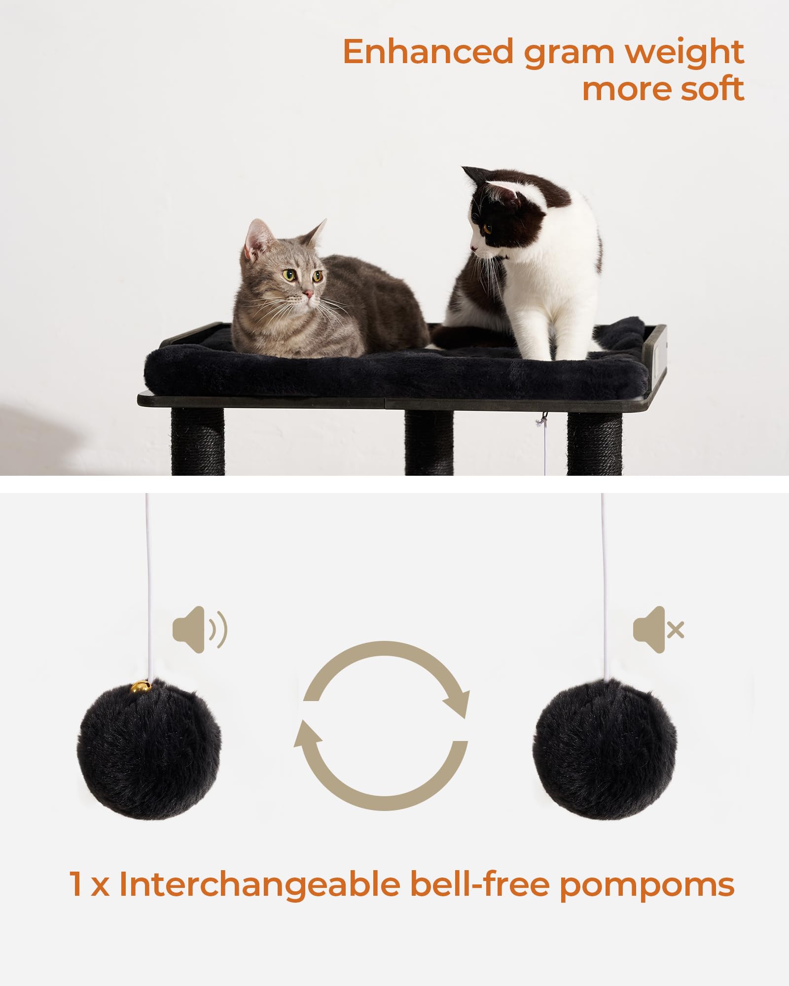 FourFurPets 26.7in Cat Tree Tower Condo, Cat Scratch Posts for Indoor Cats, Big Plate, Three 23.6in Full Sisal Scratching Posts,