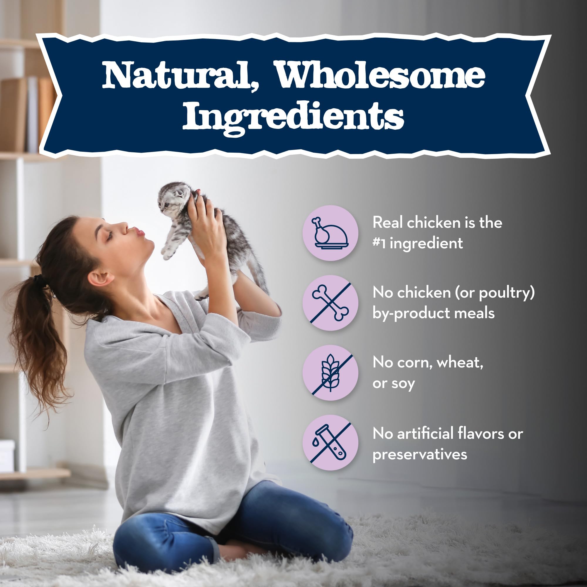 Blue Buffalo Baby BLUE Natural Kitten Wet Cat Food, Healthy Growth Formula with DHA, Chicken Recipe Multi-Pack, 3-oz. Cans (6 Co