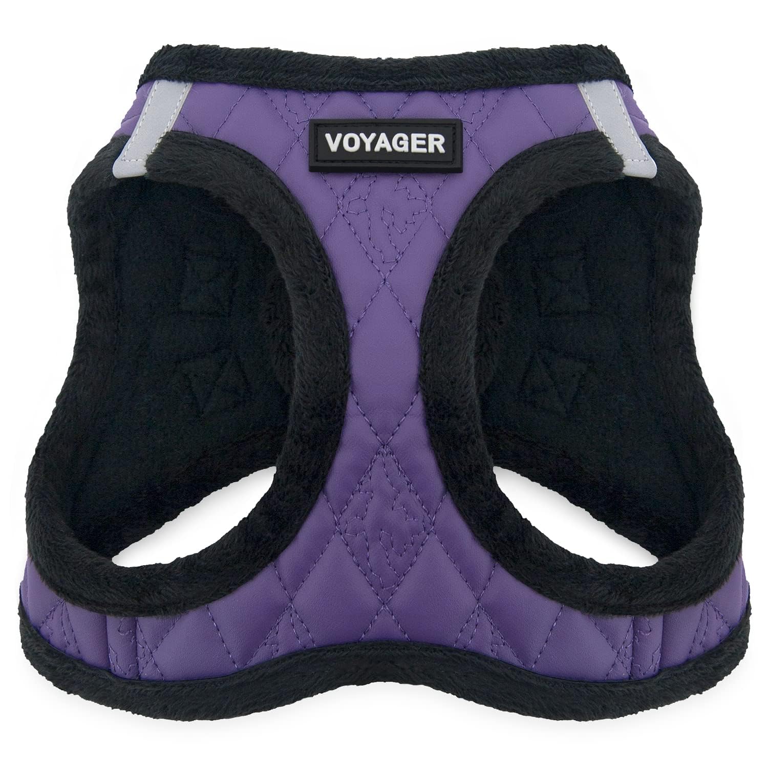 Voyager Step-In Plush Dog Harness - Soft Plush, Step In Vest Harness For Small And Medium Dogs By Best Pet Supplies - Purple Faux Leather, M (Chest: 16 - 18')