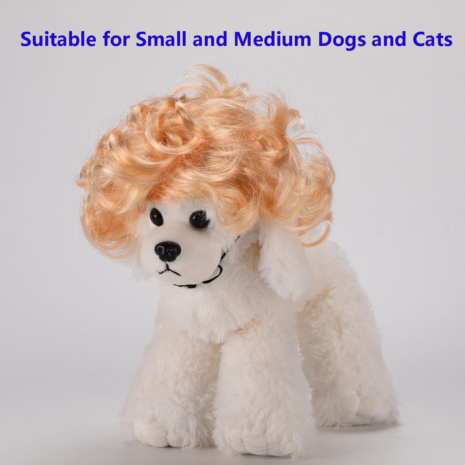 Funny Cosplay Wig For Dog, Headwear Apparel, Pet Costumes, Cat Dress Up For Halloween, Christmas, Parties, Festivals (Curly Blon