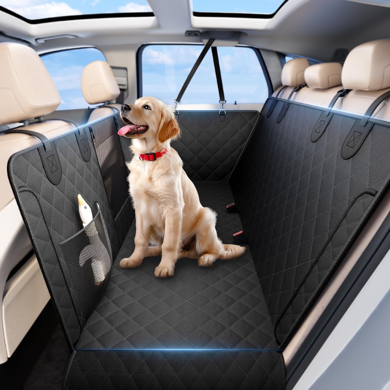 Wigoo Upgrade Soft Dog Car Seat Cover For Back Seat, [Protect Interior, Waterproof & Easy To Clean] Soft Bottom Backseat Pet Ext