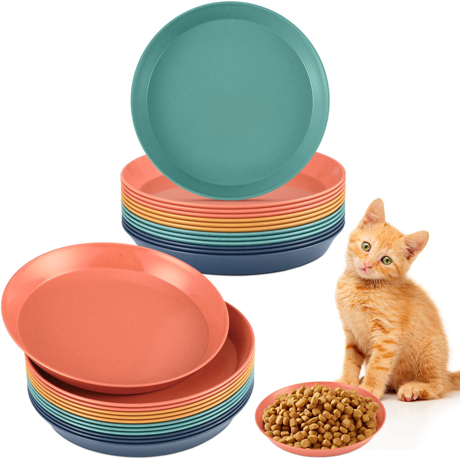 Gerrii 24 Pieces Whisker Fatigue Relief Cat Bowl 6 Inch Shallow Cat Food Dish Stray Dog Wet Feeding Bowls Wide and Small Pet Pla