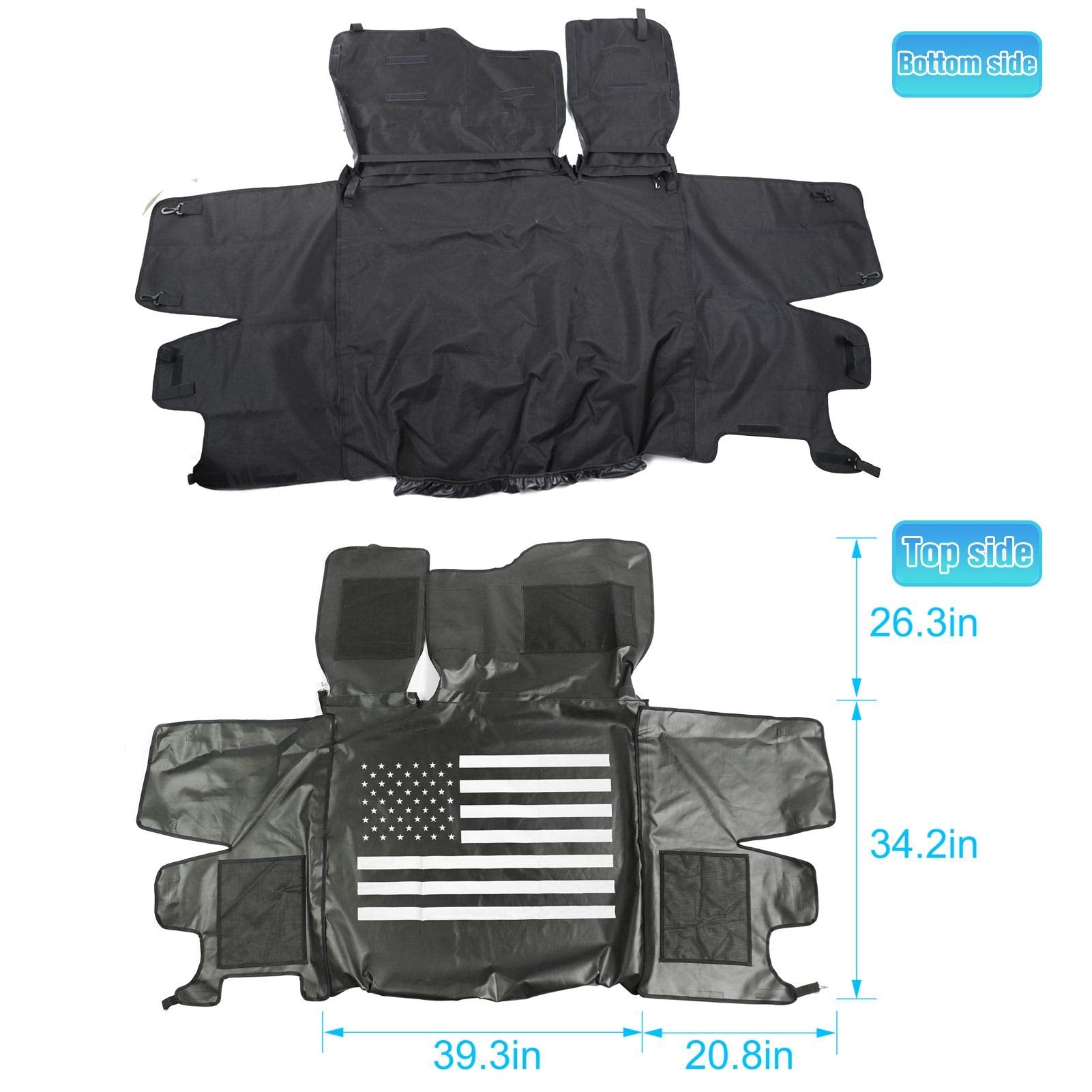 Jecar For Wrangler Jl Pet Dog Barrier Rear Seat Divider Trunk Cargo Cover Water Proof Pet Seat Cover For 2018-2023 Jeep Wrangler