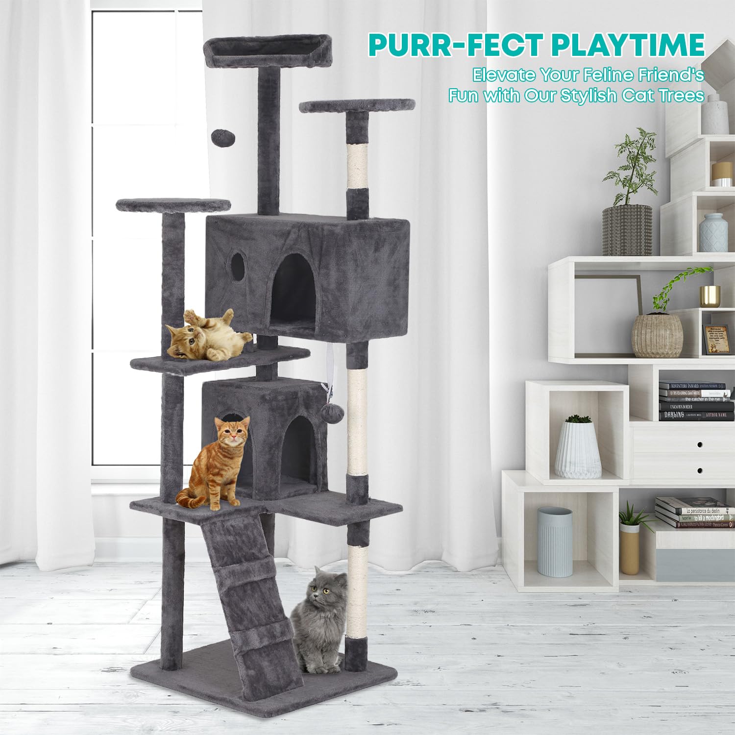 Fdw Cat Tree 70In Cat Tower Multi-Level Durable Cat Scratching Post & Cozy Fun Cat Jumping Platform Space Saving Cat Condo Pet P