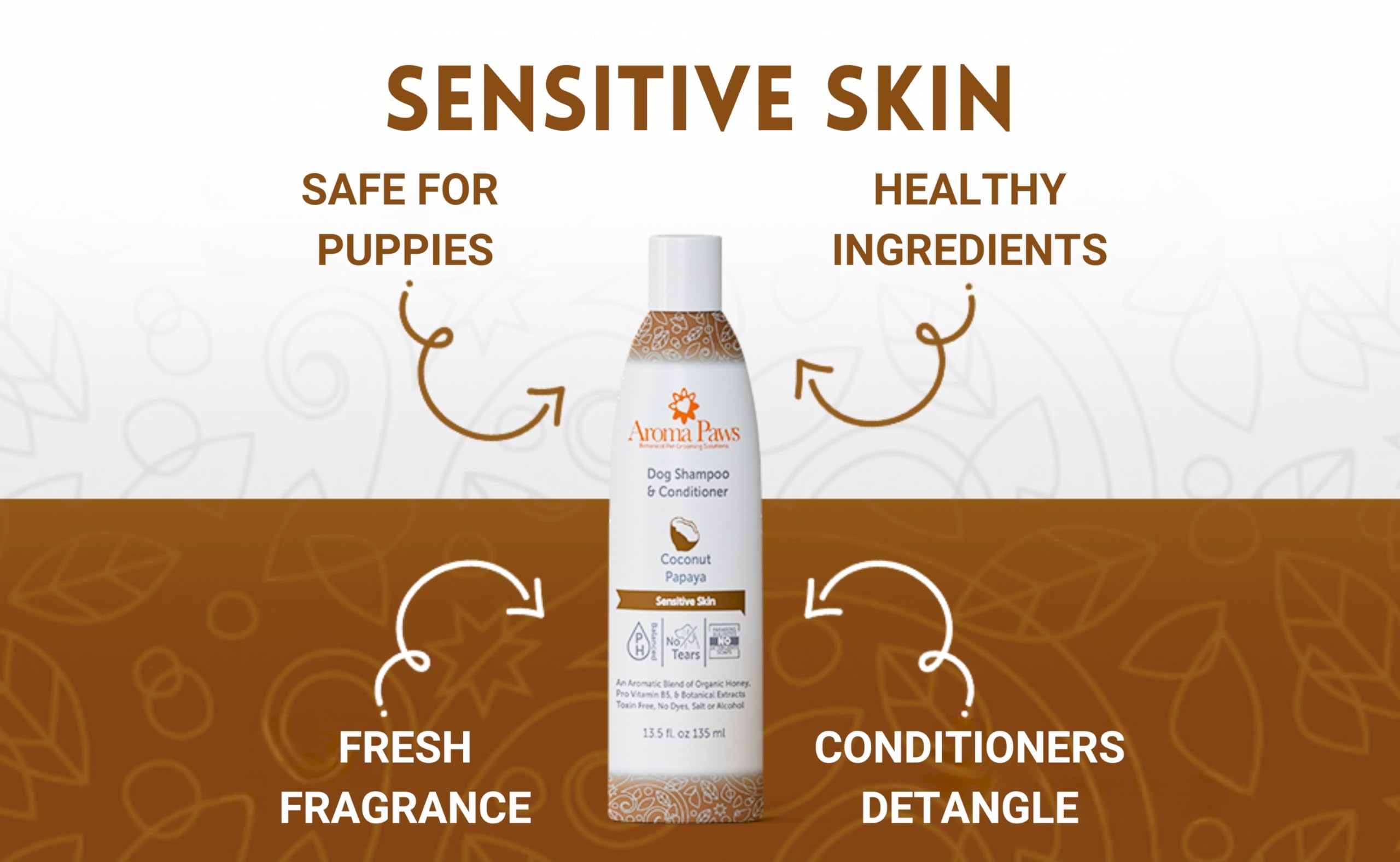 Aroma Paws Dog Shampoo And Conditioner - Aromatic Tearless Shampoo For Cleansing, Grooming, And Conditioning Sensitive Skin - Mo
