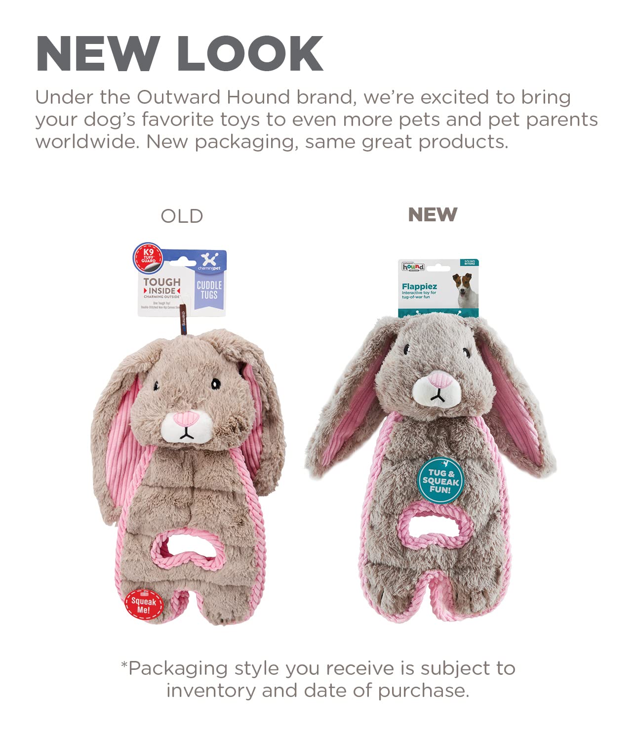 Charming Pet Cuddle Tugs Bunny Plush Squeaky Dog Toy
