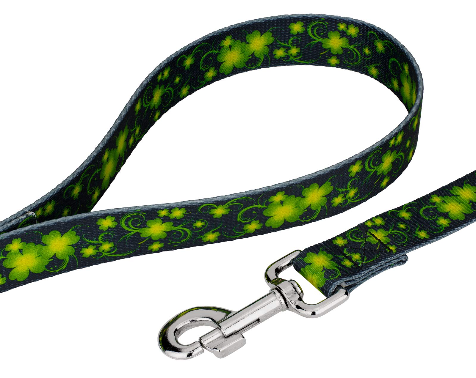 Country Brook Petz - Premium Clovers In The Wind Dog Collar And Leash - Irish Pride Collection Featuring Lucky Designs (1 Inch,