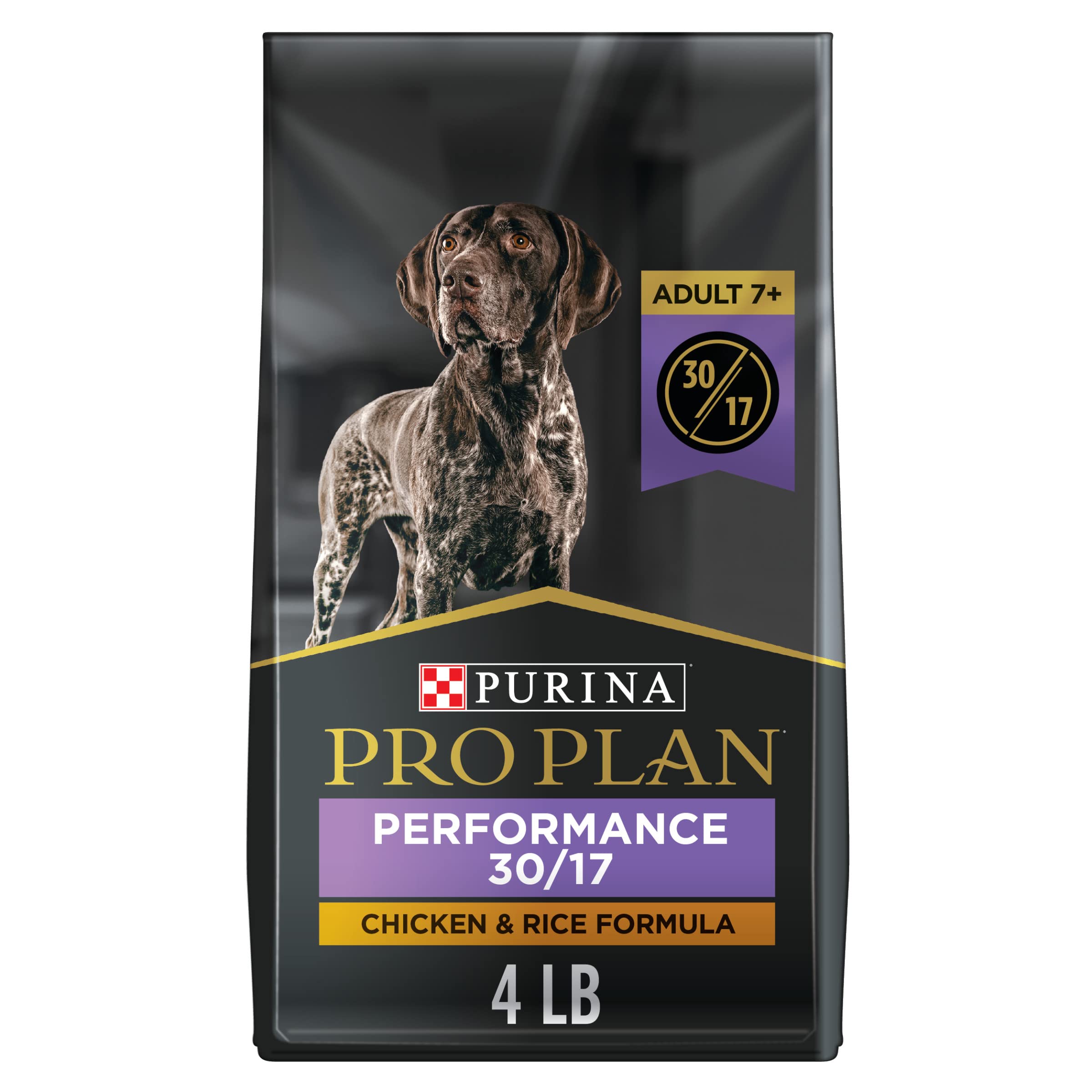 Purina Pro Plan Sport Adult 7 Plus Performance 30/17 Chicken and Rice Formula High Protein Dog Food - 4 lb. Bag
