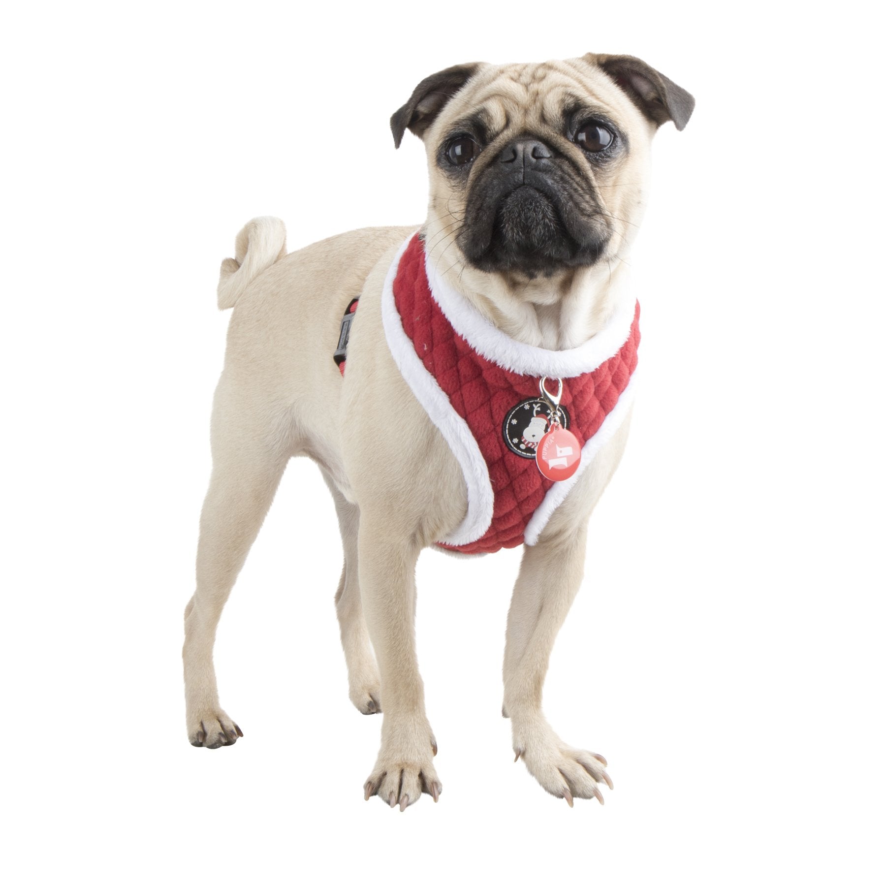 Puppia Blitzen Dog Harness Over-The-Head Warm Winter Christmas Holiday Harness Adjustable Chest For Small And Medium Dog, Red, X-Large