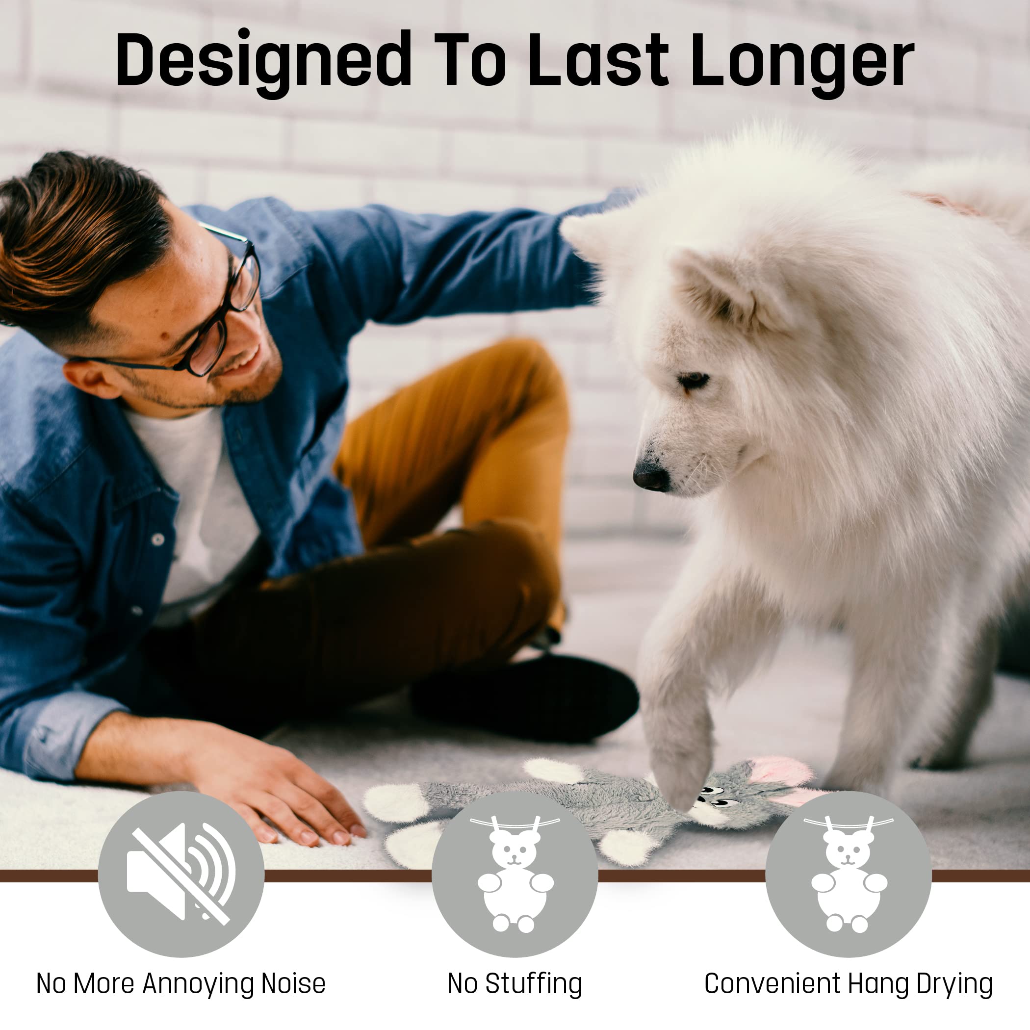 Fga Marketplace Frog-Grey Rabbit-Duck Flat No Stuffing No Squeak Plush Dog Toy, Funny Style Will Entertain Your Pet For Hours, R