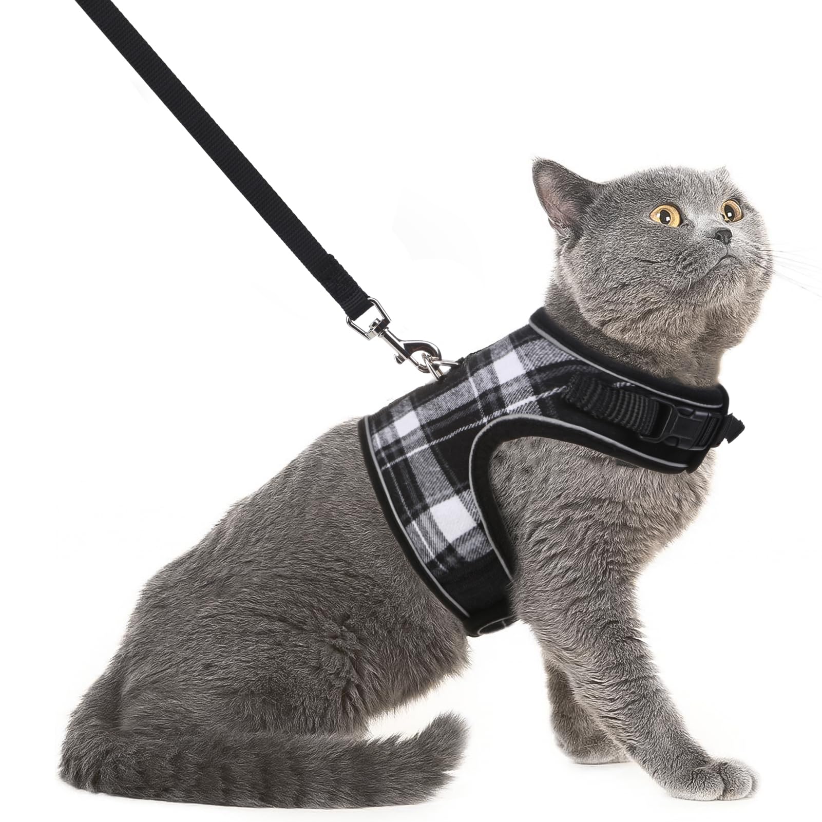 Pupteck Soft Mesh Cat Vest Harness And Leash Set Puppy Padded Pet Harnesses Escape Proof For Cats Small Dogs Rabbits Bunny, Plai