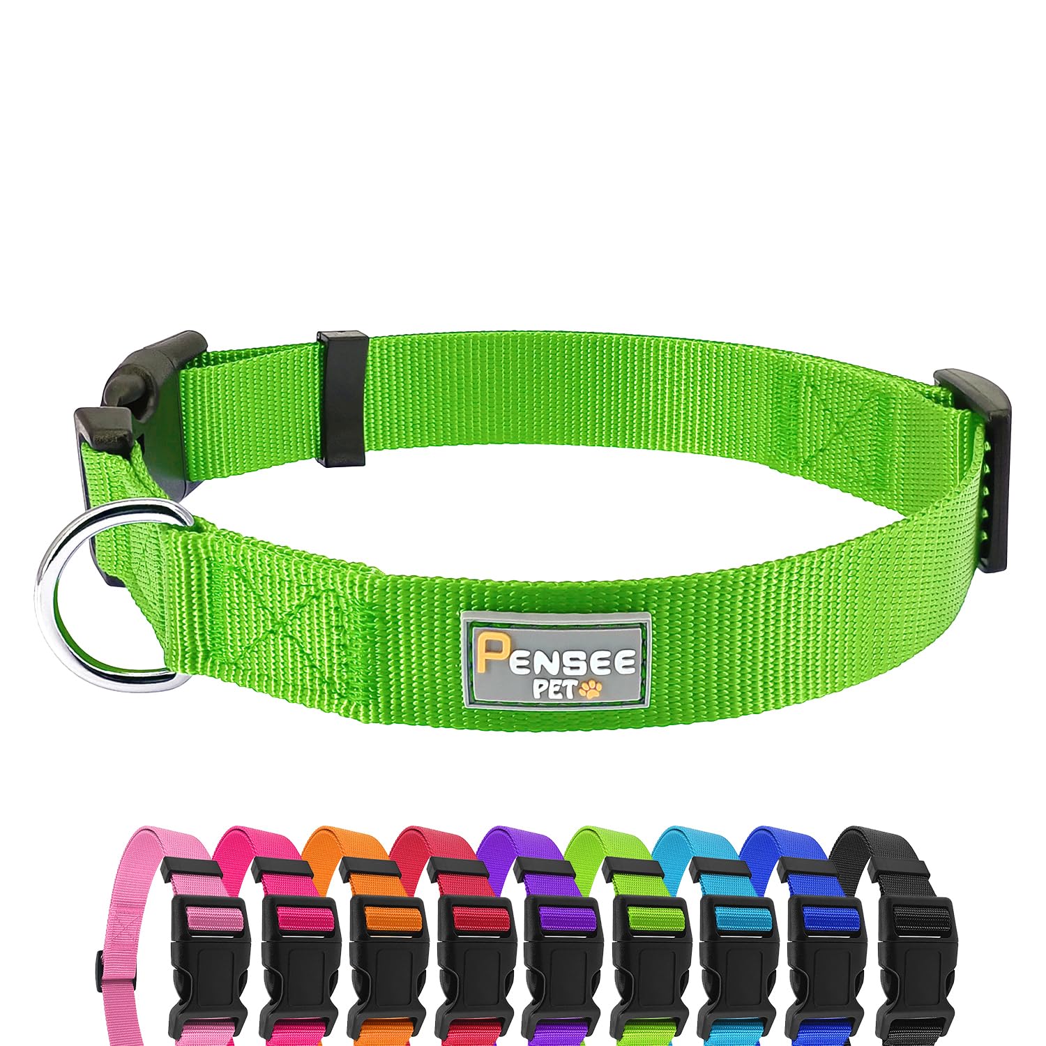 Penseepet Dog Collar Green Basic Dog Collars With Breathable Quick Release Nylon Pet Collar For Puppy Small Medium Large Dogs Bo