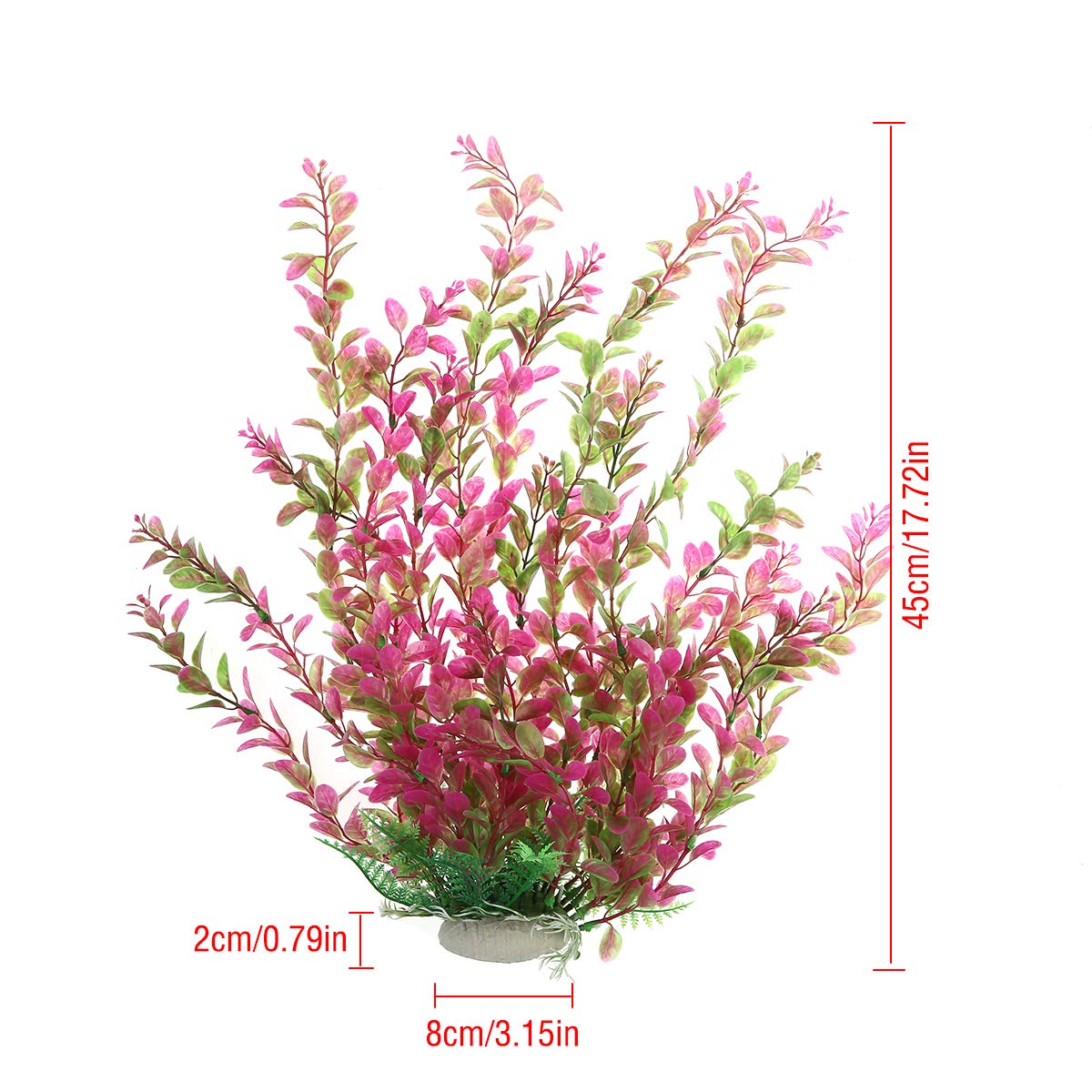 Mayitr 17'' Plastic Water Plant For Aquarium Fish Tank Ornament, Rhodo Green