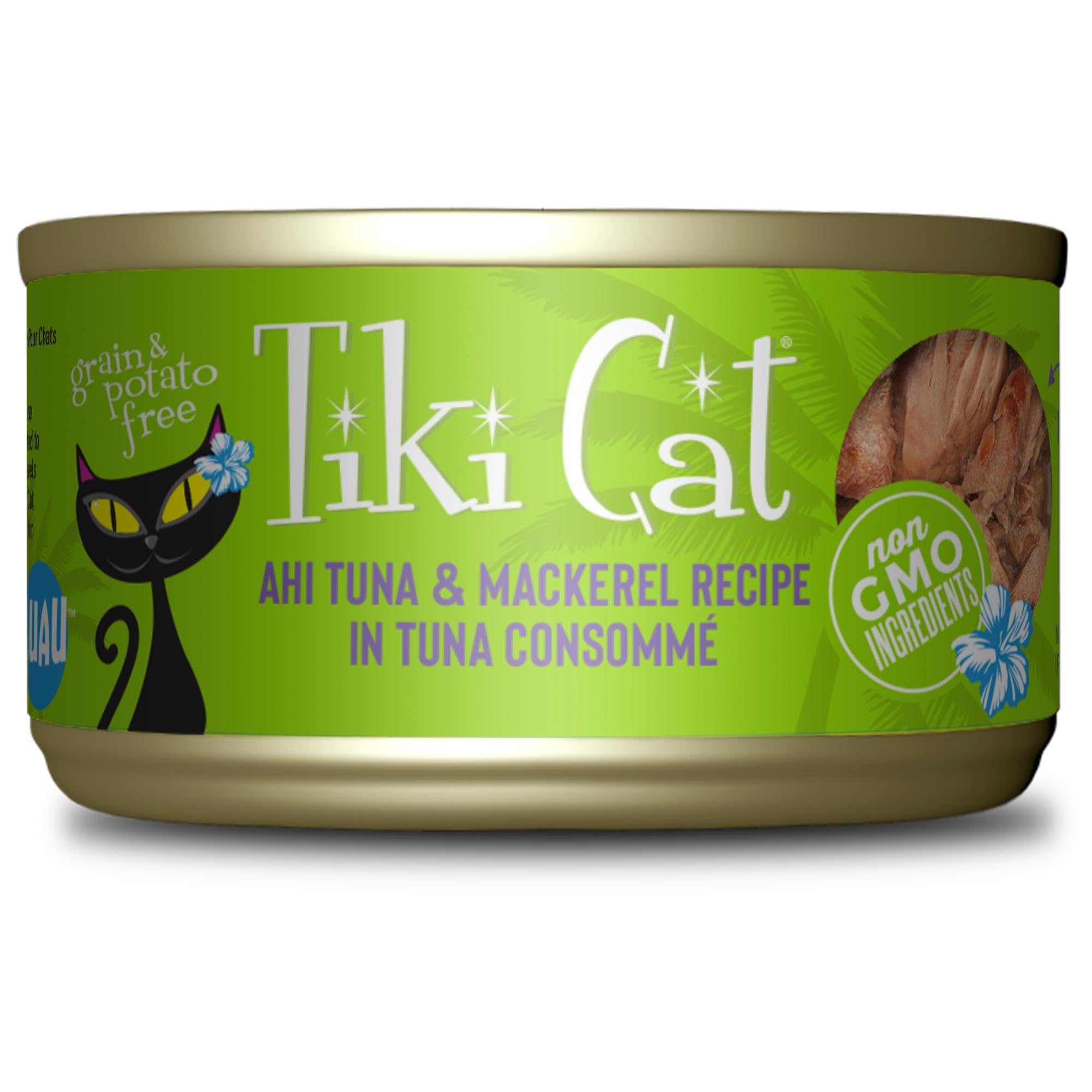 Tiki Cat Luau Grain-Free, Low-Carbohydrate Wet Food with Poultry or Fish in Consomme for Adult Cats & Kittens, 2.8oz, 12pk, Tuna