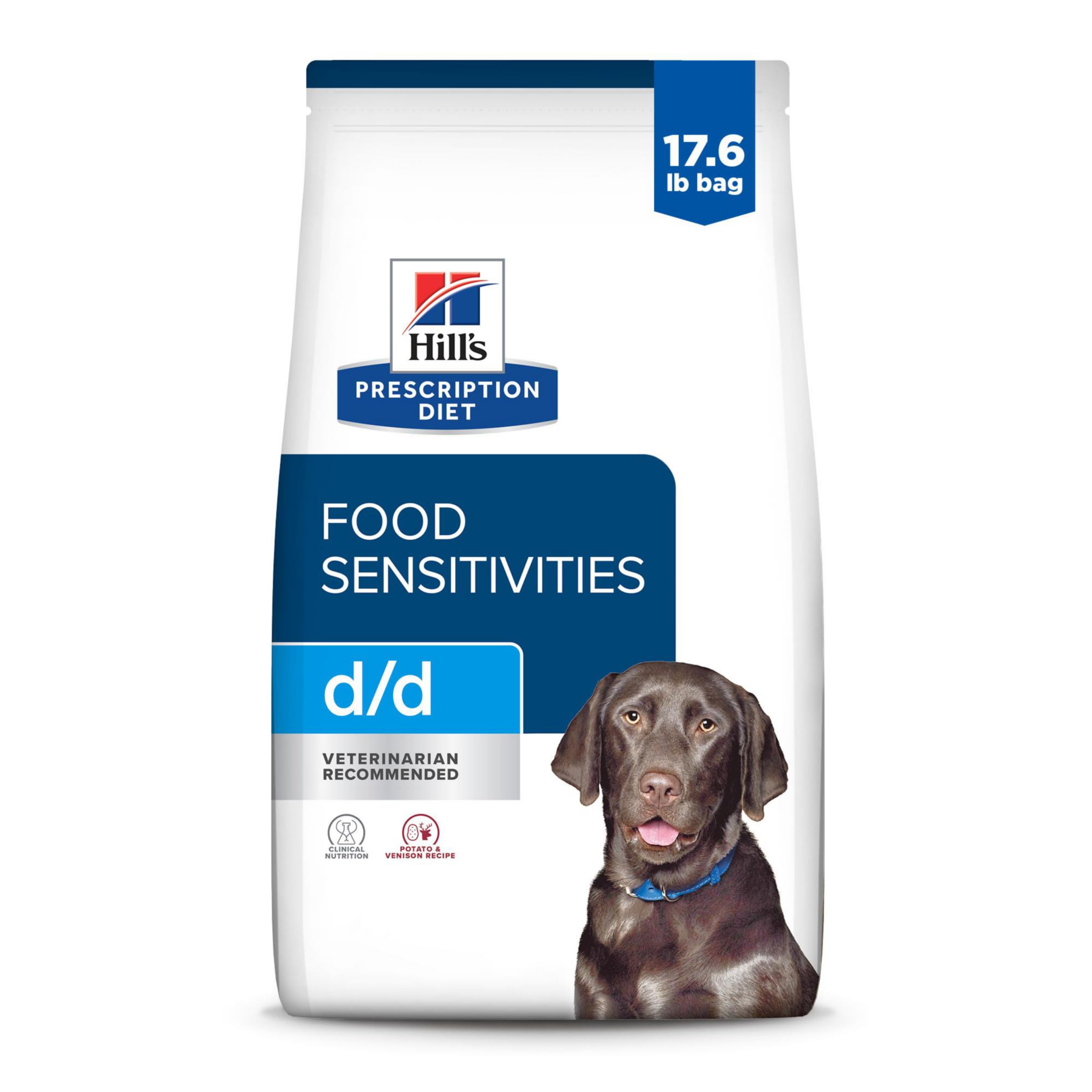 Hills Prescription Diet d/d Skin/Food Sensitivities Potato & Venison Formula Dry Dog Food, Veterinary Diet, 17.6 lb. Bag