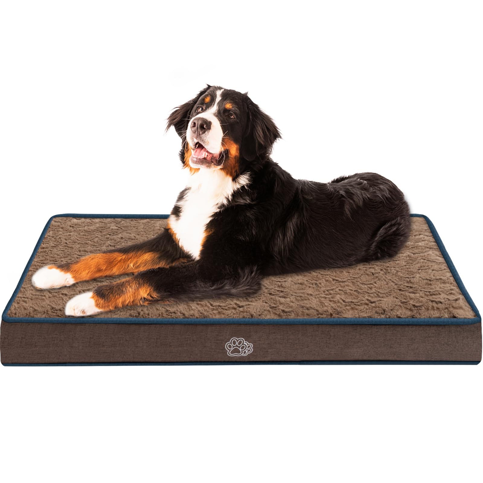Empsign Dog Bed Mat 47 Inch Reversible Warm & Cool,Washable Dog Crate Bed With Egg Crate Foam Support, Pet Sleeping Mat For Larg