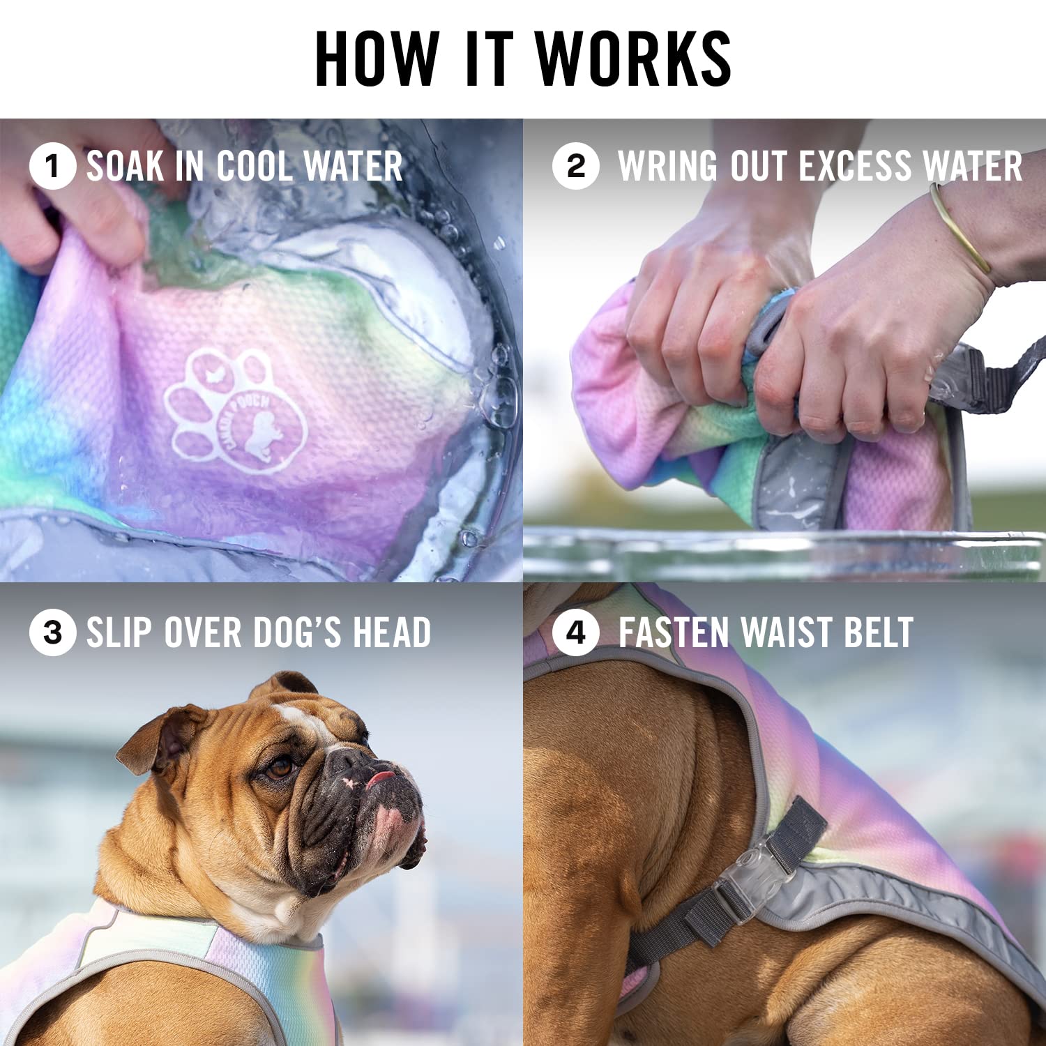 Canada Pooch Dog Cooling Vest - Evaporative Cooling Vest For Dogs With Breathable Mesh Material & Reflective Lining, Adjustable Dog Cooling Vest (26 (25-27' Back Length), Rainbow)