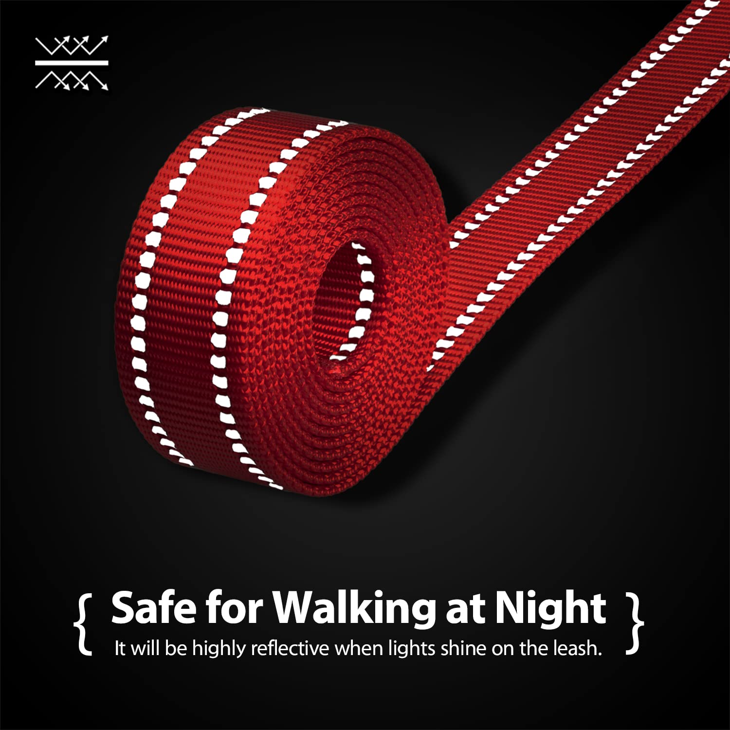 Phoepet 5 Feet Dog Leash - Dual-Side Reflective - Soft Padded Handle - Fit For Walking, Training Or Exploring Hiking, Camping(Re