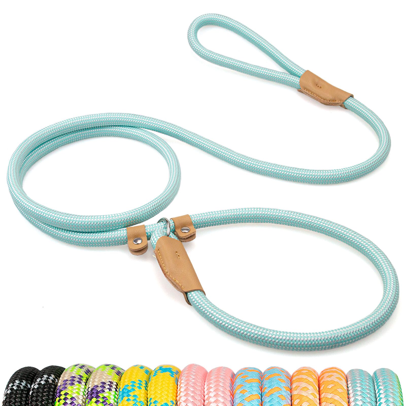 POUPUA 3/8 x 6 FT Durable Slip Leads for Dogs, Heavy Duty Strong Rope Slip Leash for Large, Medium Dogs No Pull Training Leashes