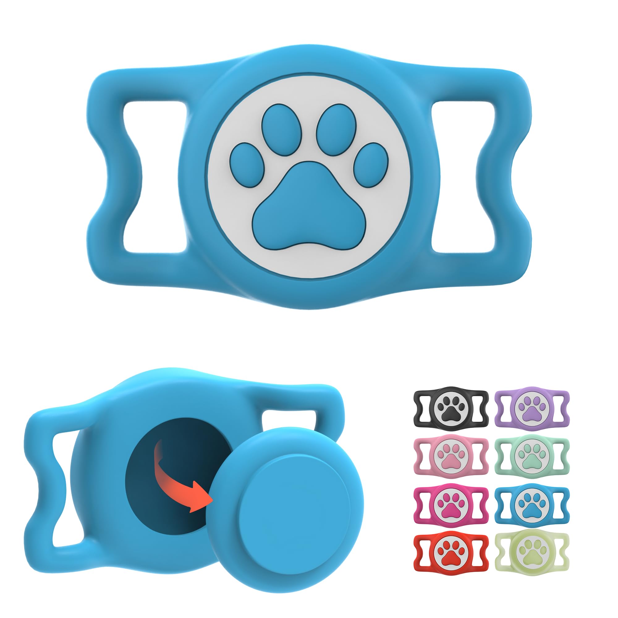 Ilfindyou Waterproof Airtag Dog Collar Holder For Apple Air Tag, Silicone Dog Airtag Holder For Dogs & Cat Collars(Blue)