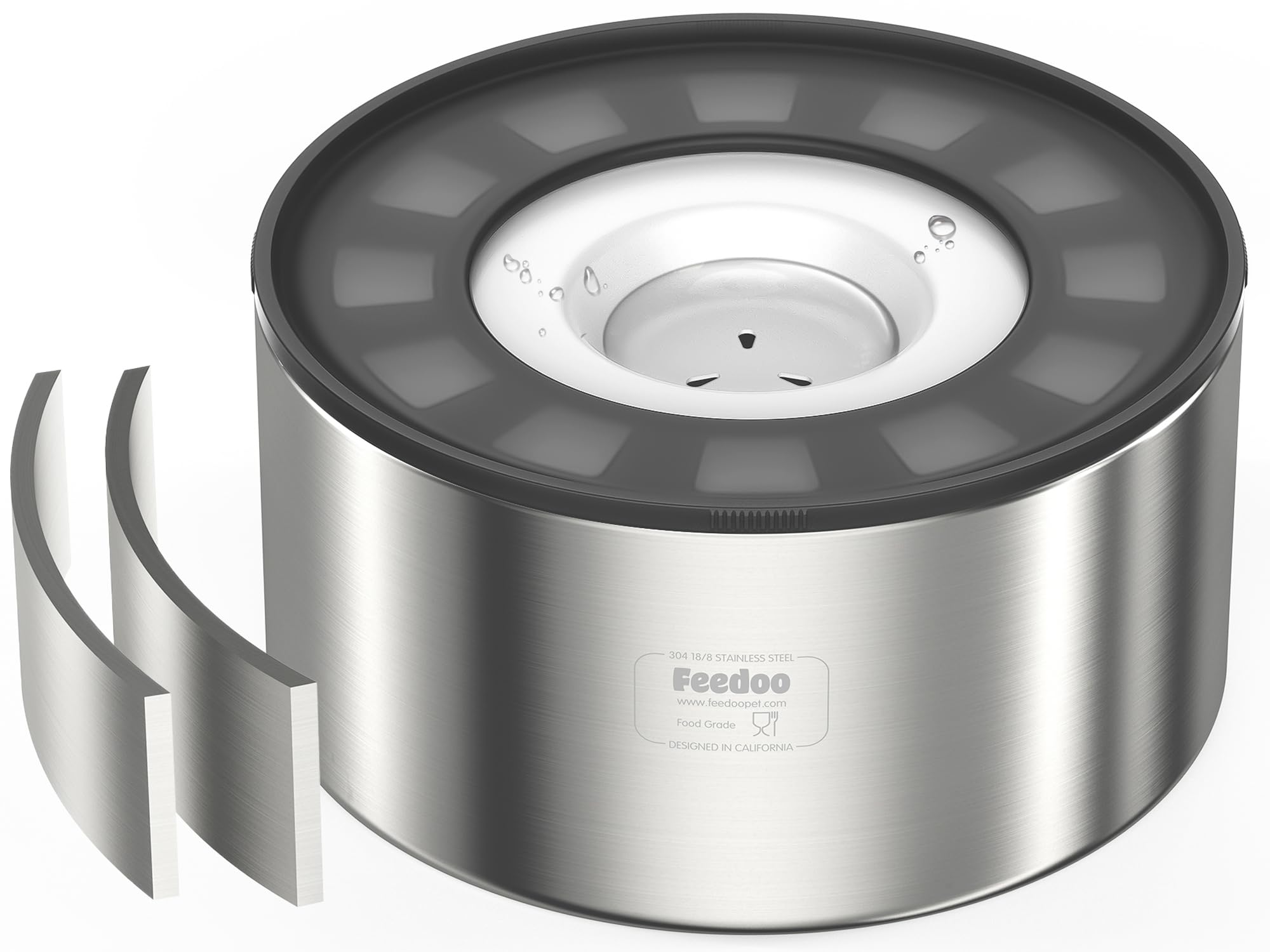 Feedoo 1Gallon No Spill Water Bowl for Dogs, Double-Wall Stainless Steel with Splash-Proof Paws Lid and Floating Disk, Non-Slip 