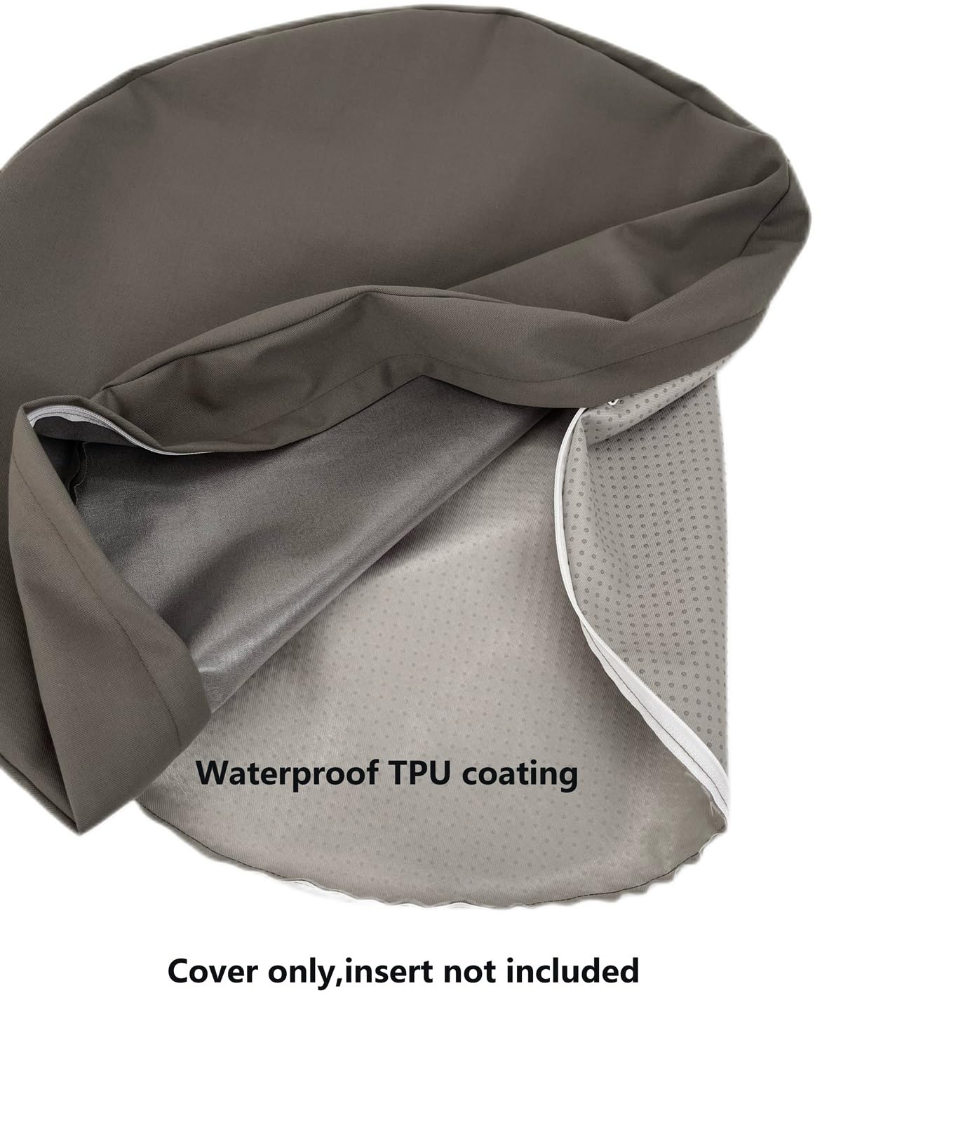 Waterproof Canvas Round Dog Bed Replaement Cover With Zipper Washable 24 Inch