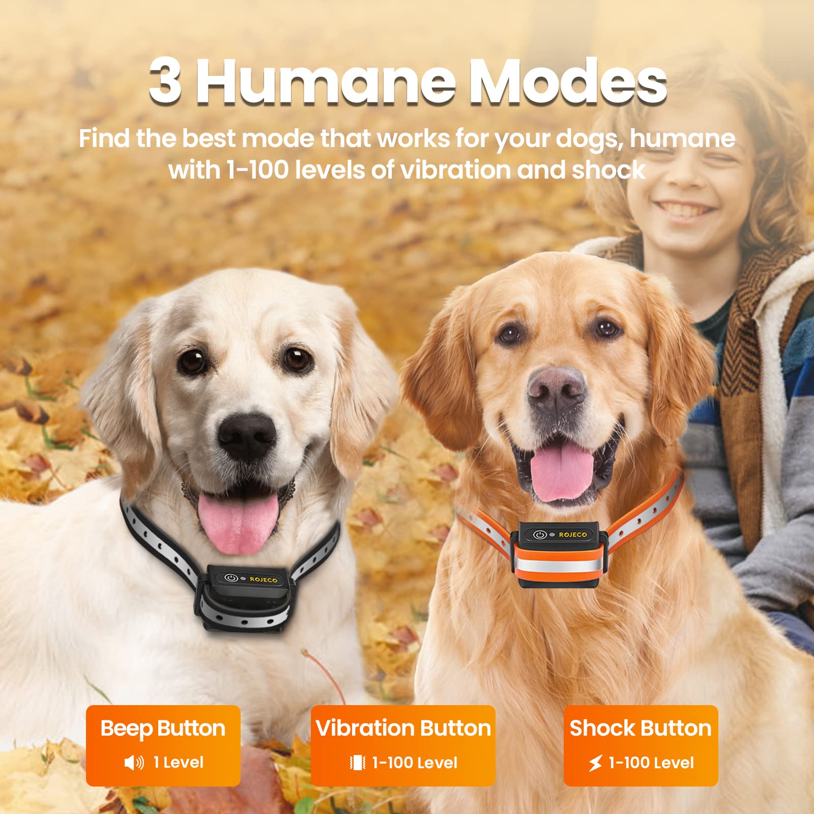 Rojeco Dog Shock Collar For 2 Dogs With 3300Ft Remote