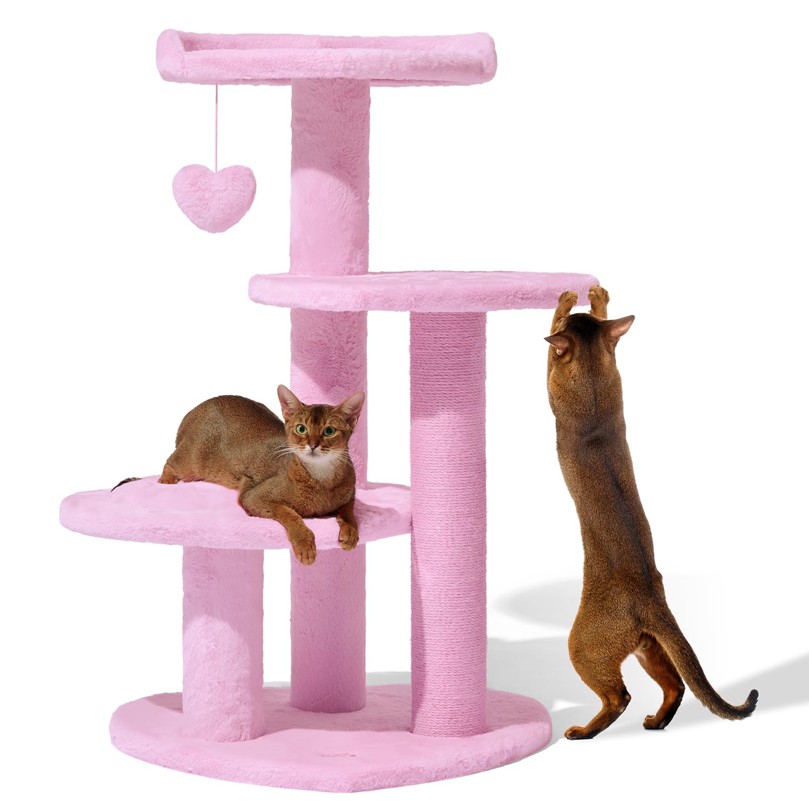 Vetreska 40 Inches Cat Tree For Indoor Cats, Multi Level Cat Tower With Cat Scratching Post, Cute Cat Climbing Tree With Danglin