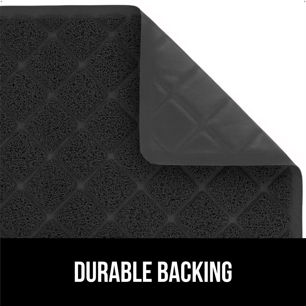 Gorilla Grip Thick Cat Litter Trapping Mat, 24X17, Less Waste, Traps Mess From Box For Cleaner Floors, Stays In Place For Cats, Soft On Kitty Paws, Easy Clean, Small Size, Durable Backing, Black