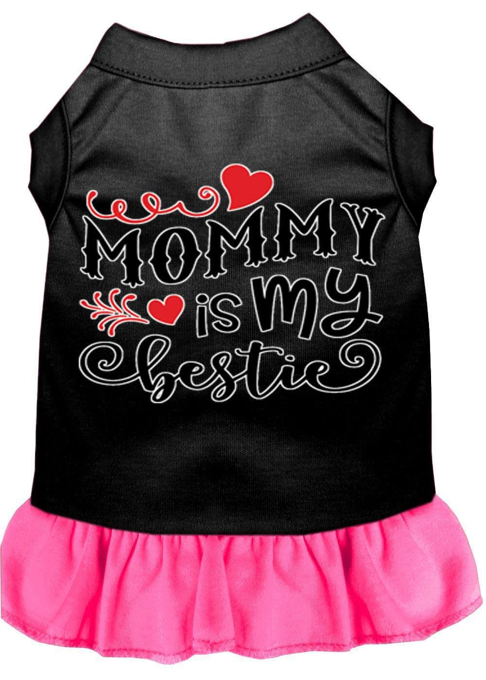 Pet Dog & Cat Dress Screen Printed, "Mommy Is My Bestie" Black 2XL (20-25 lbs.)
