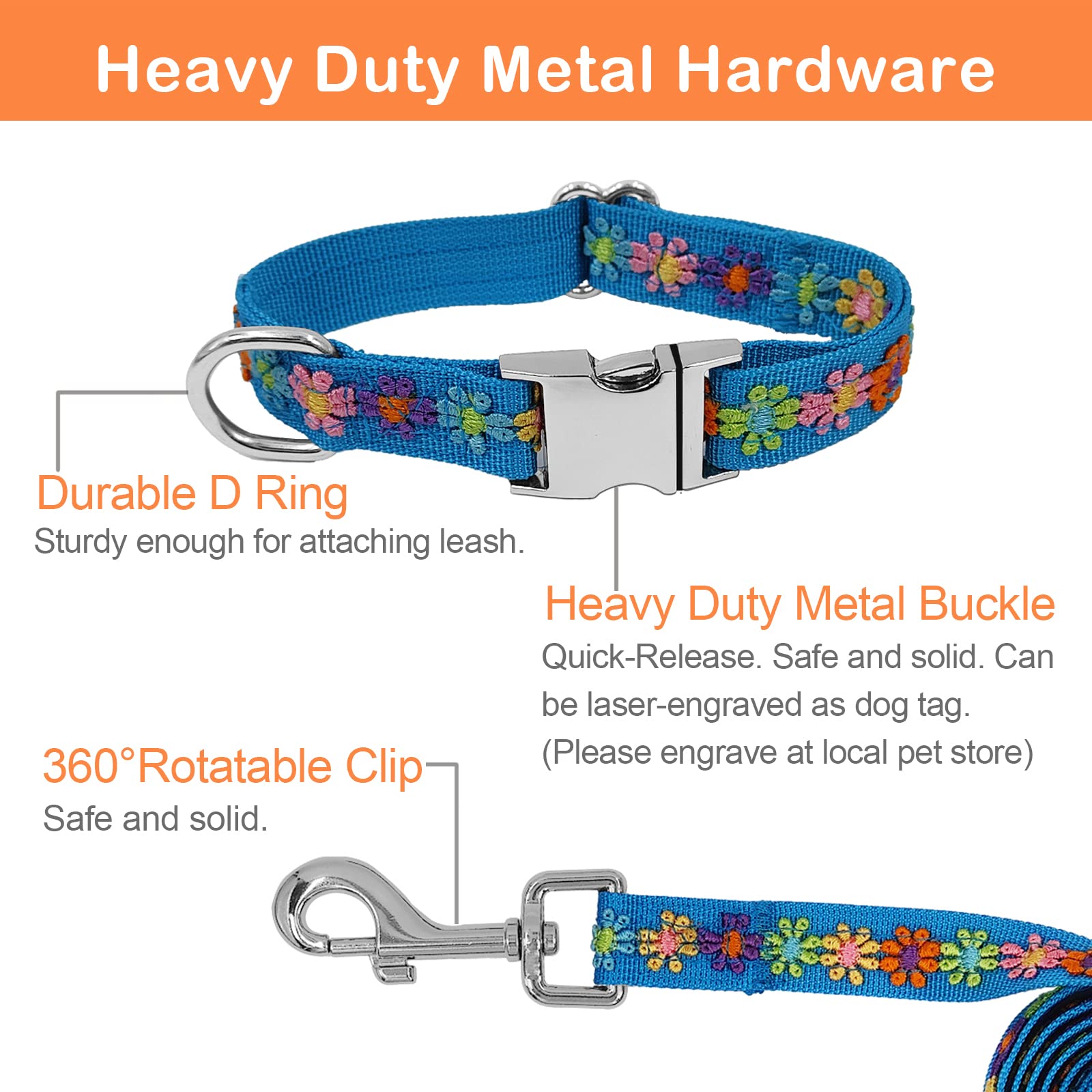 Ginidear Dog Collar And Leash Set For Girl Dogs With Cute Embroidery Lace Flowers For Daily Outdoor Walking, Adjustable For Smal