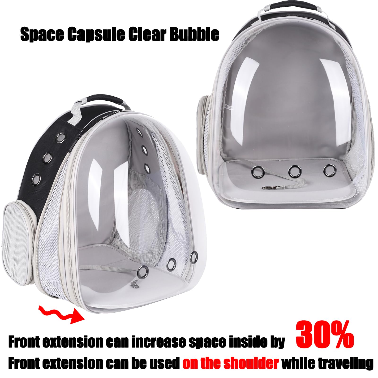 Front Expandable Large Cat Backpack Carrier, Fit Up To 20 Lbs, Space Capsule Bubble Window Pet Carrier Backpack For Large Fat Ca