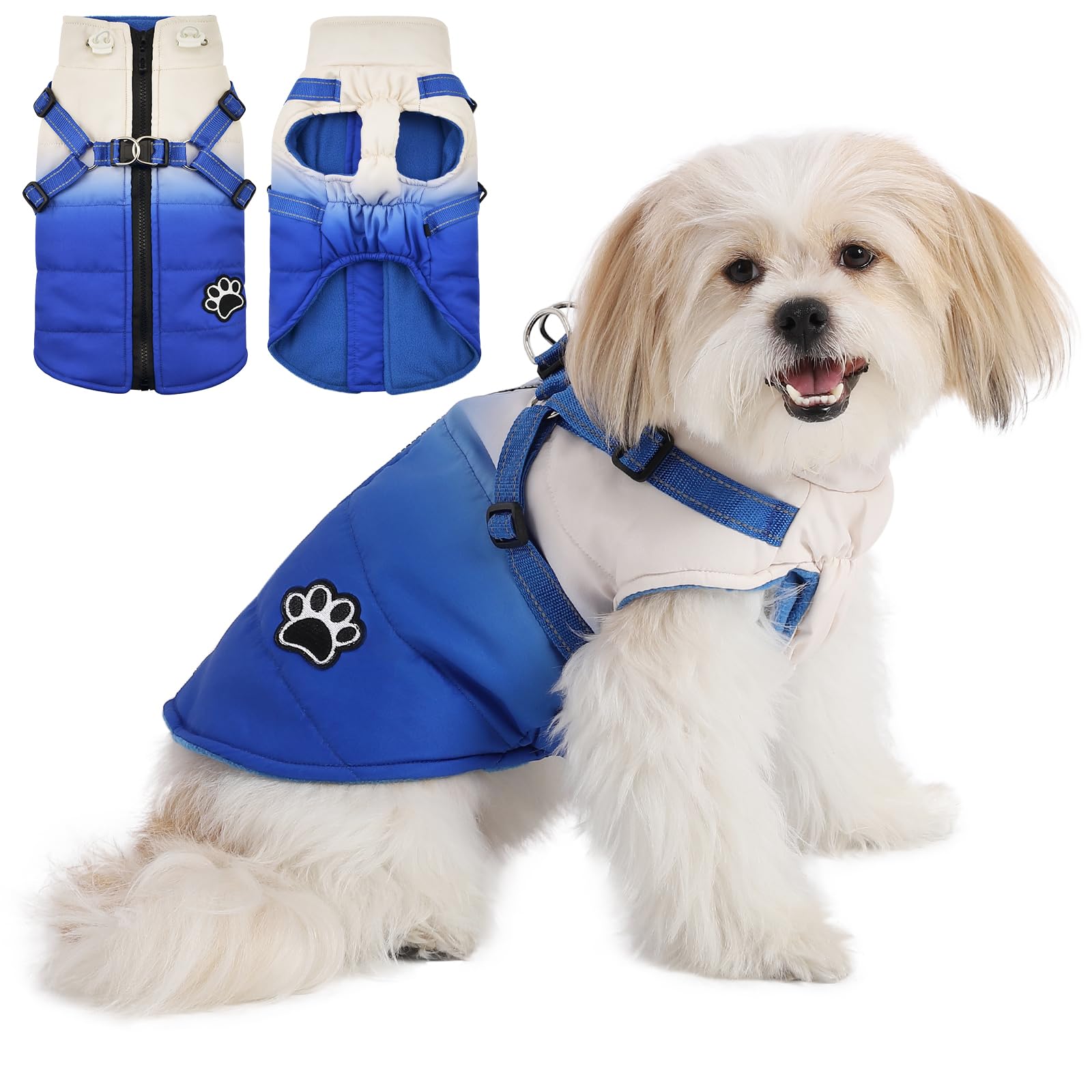 Gyuzh Winter Dog Coat Jacket Vest - Waterproof With Reflective Harness For Small To Large Dogs (X-Small, Red)