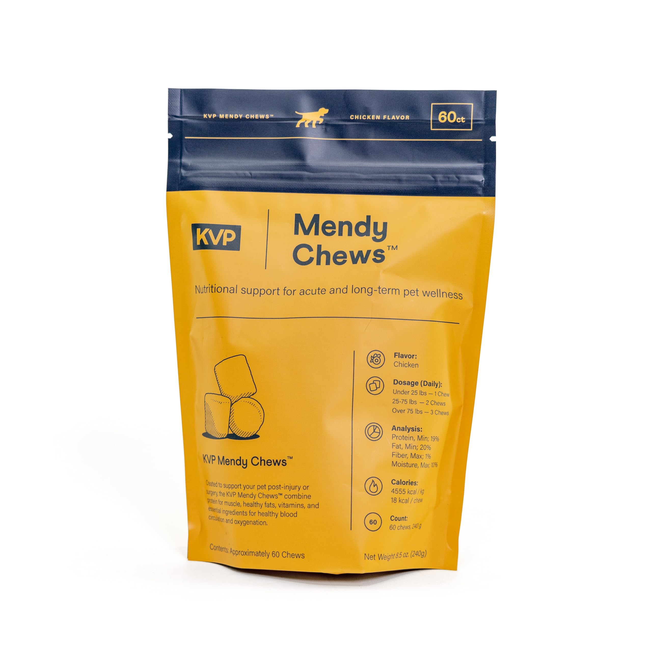 KVP Mendy Chews Multivitamin Treats for Dogs - Joint Support + Muscle Recovery - Recovery and Wellness Chew - Chicken Flavor - 6