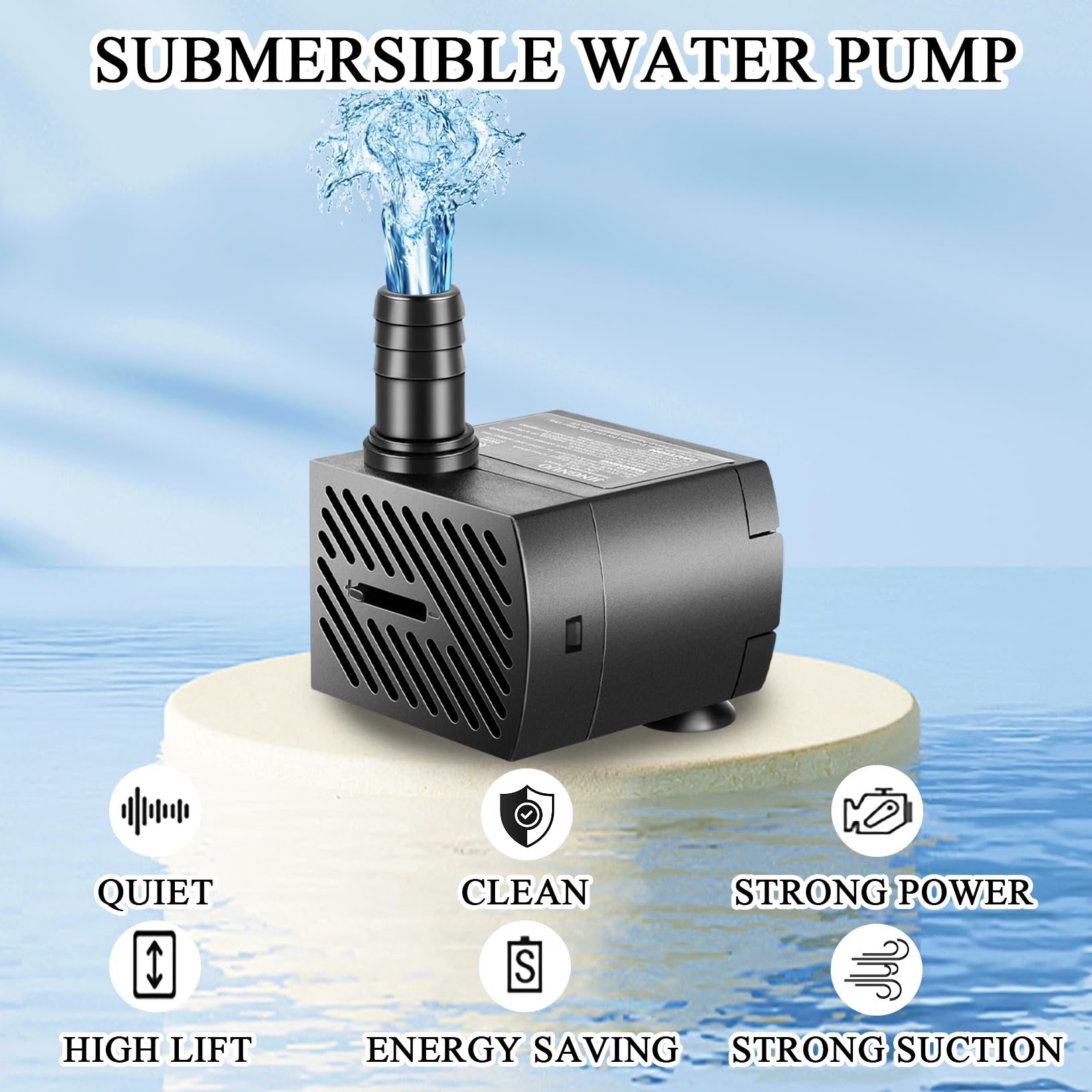 pamaner Submersible Pump, Small Fountain Pump with Tubing, Submersible Water Pump for Aquarium Fish Tank Indoor or Outdoor Pond